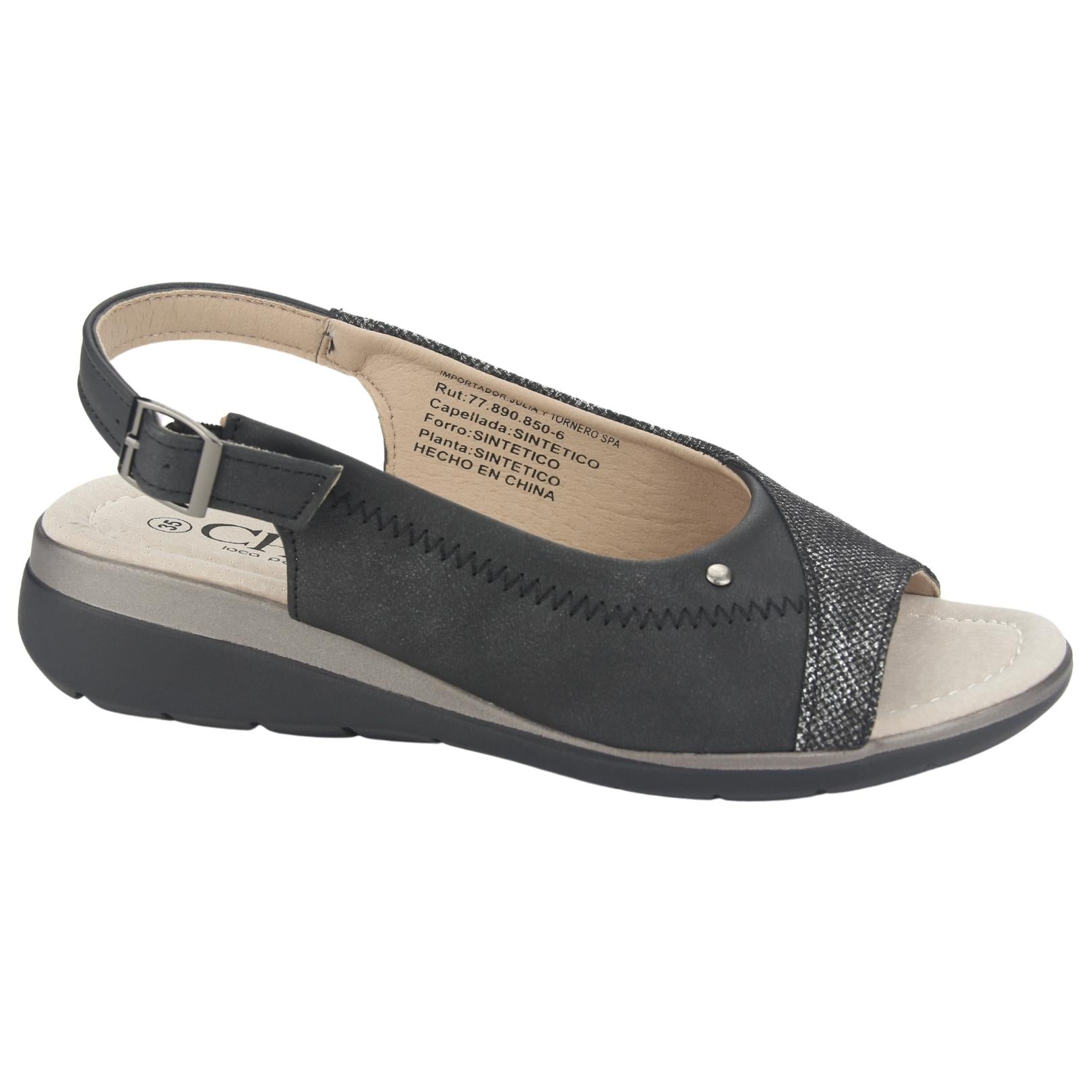 Sandalia Chalada Mujer Floro-5 Negro Casual