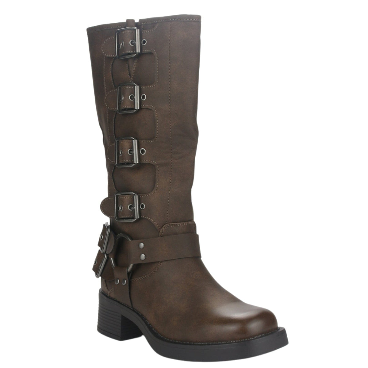 Bota Chalada Mujer Biker-2 Café Casual Botas Taco Chalada 