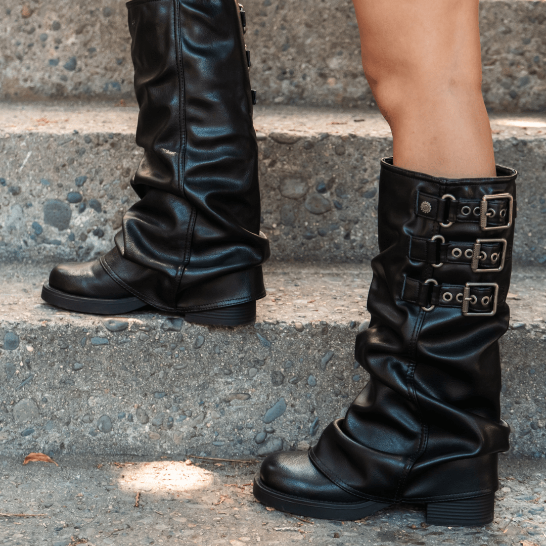 Bota Chalada Mujer Biker-7 Negro Casual Botas Taco Chalada 