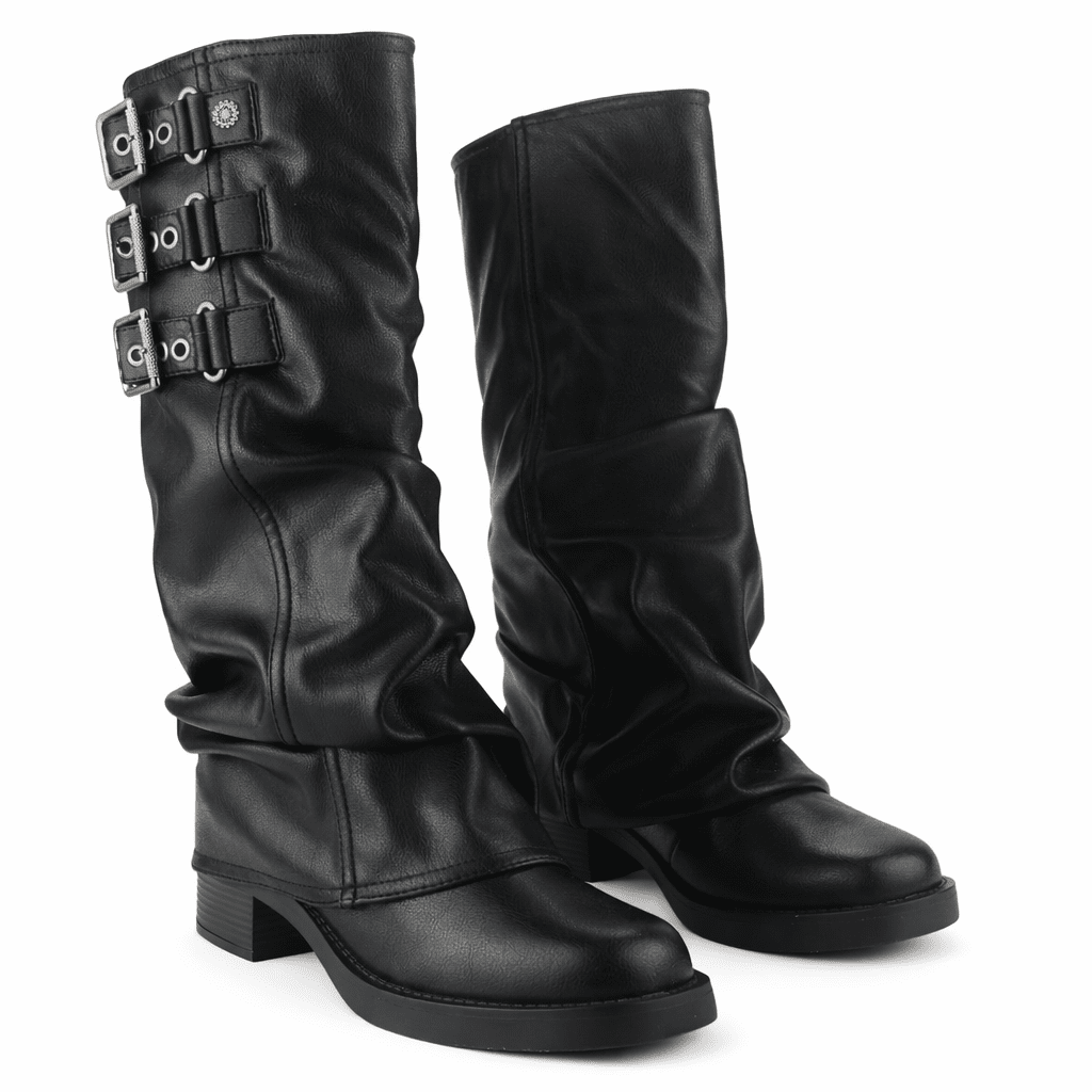 Bota Chalada Mujer Biker-7 Negro Casual Botas Taco Chalada 
