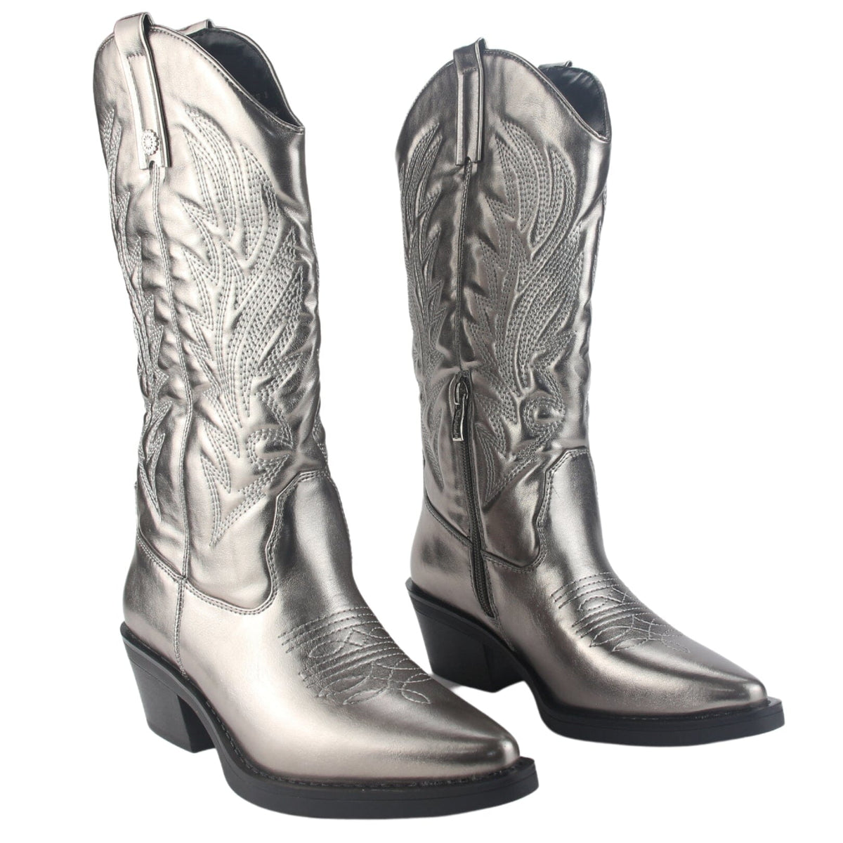 Bota Chalada Mujer West-22 Plateado Casual Botas Taco Chalada 