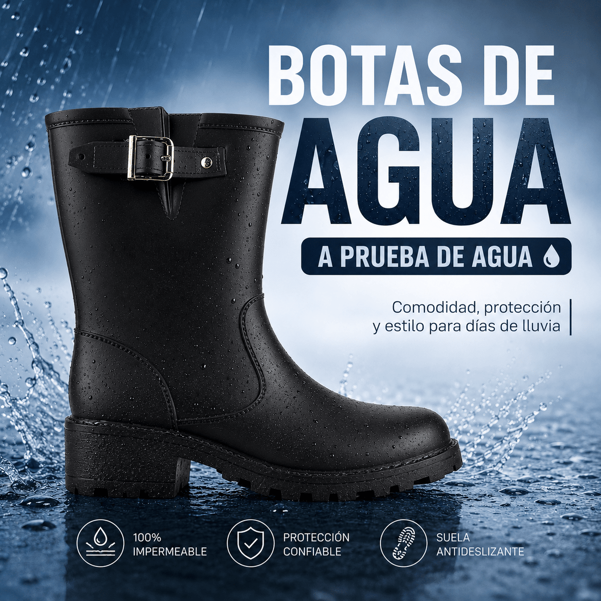 Bota de Agua Negro Mujer Casual Chalada Maipo Chalada 