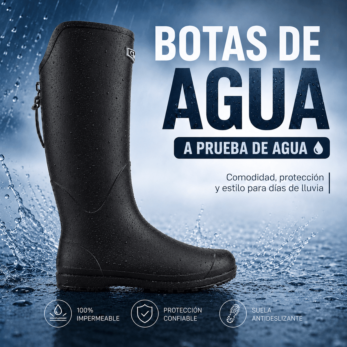 Bota de Agua Negro Mujer Casual Chalada Tortel Chalada 