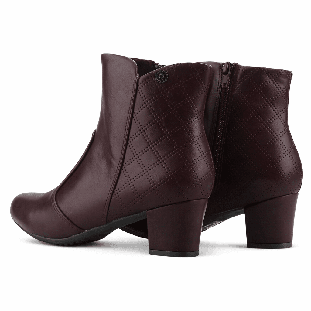 Botin Burdeo Mujer Casual Chalada Flexib Botines Taco Chalada 