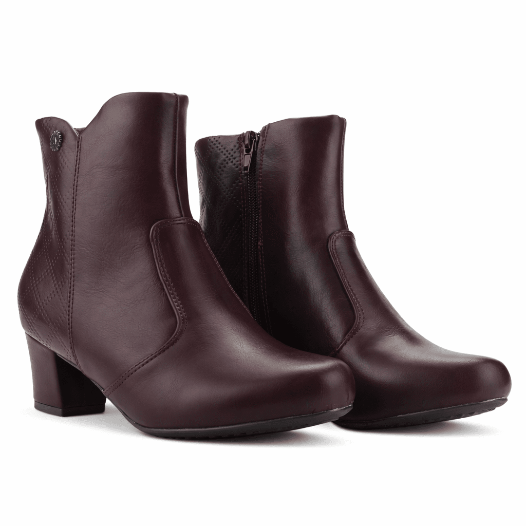 Botin Burdeo Mujer Casual Chalada Flexib Botines Taco Chalada 