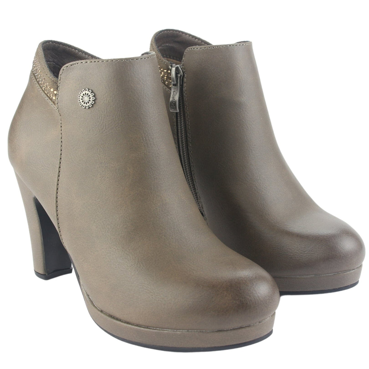 Botin Chalada Mujer Bambina-21 Taupe Casual Botines Taco Chalada 