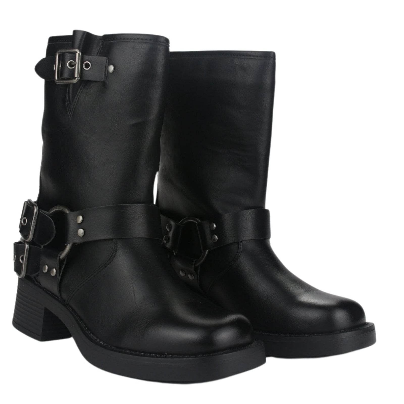 Botin Chalada Mujer Biker-1 Negro Casual Botines Taco Chalada 