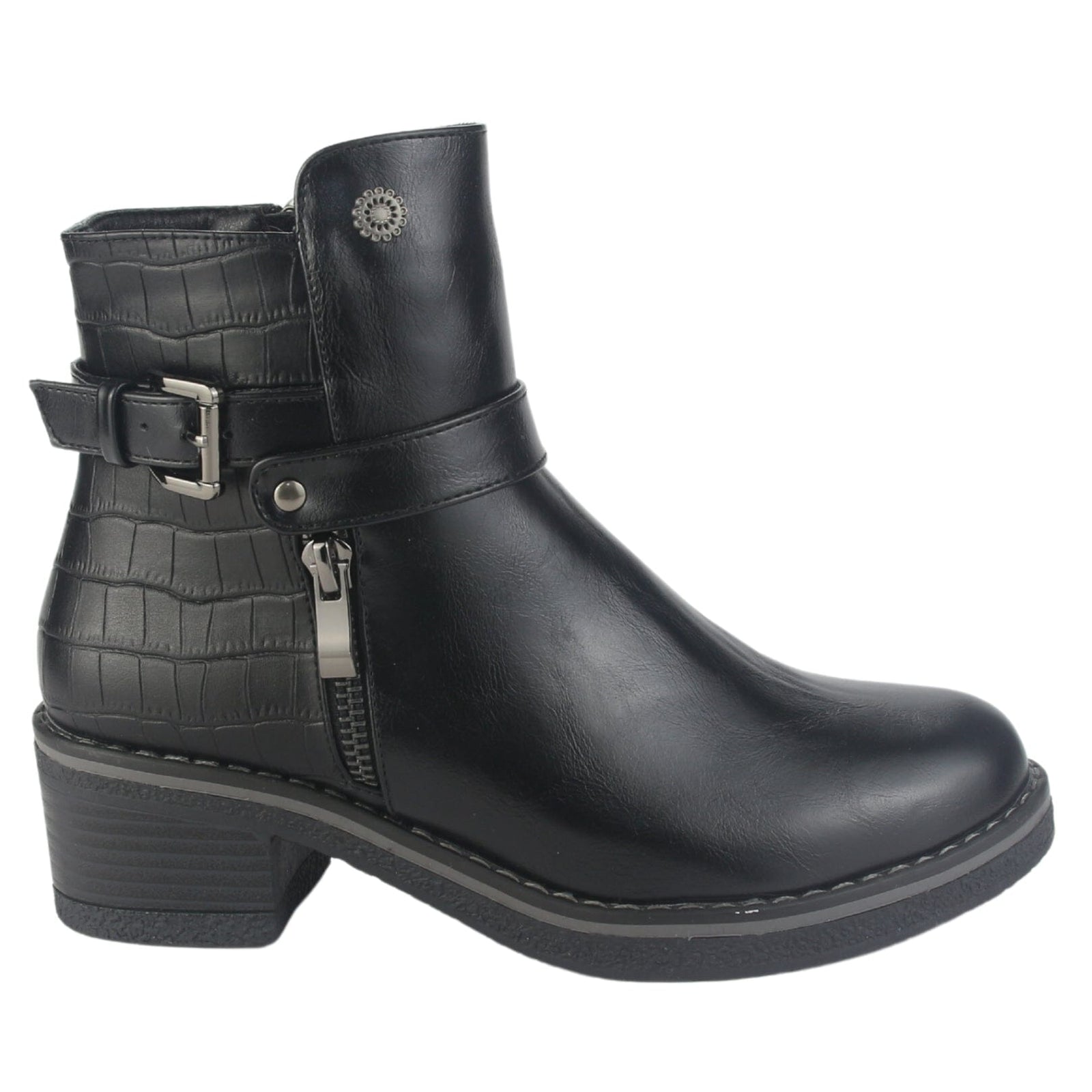 Botin Chalada Mujer Brike-1 Negro Casual Botines Taco Chalada 