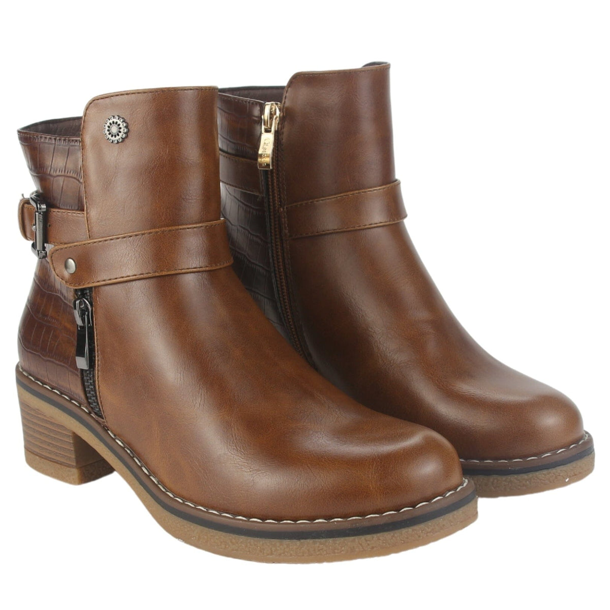 Botin Chalada Mujer Brike-1 Tostado Casual Botines Taco Chalada 