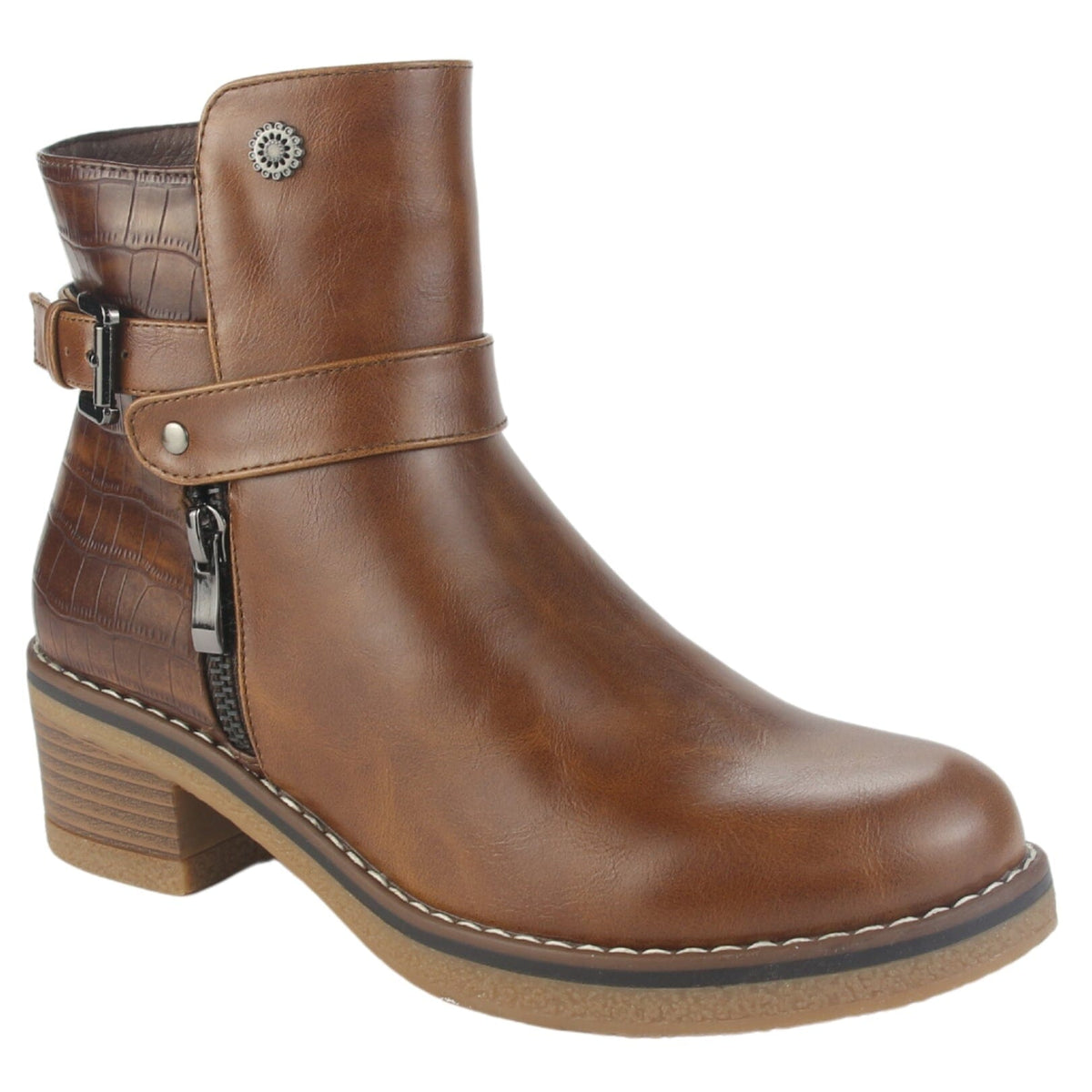 Botin Chalada Mujer Brike-1 Tostado Casual Botines Taco Chalada 