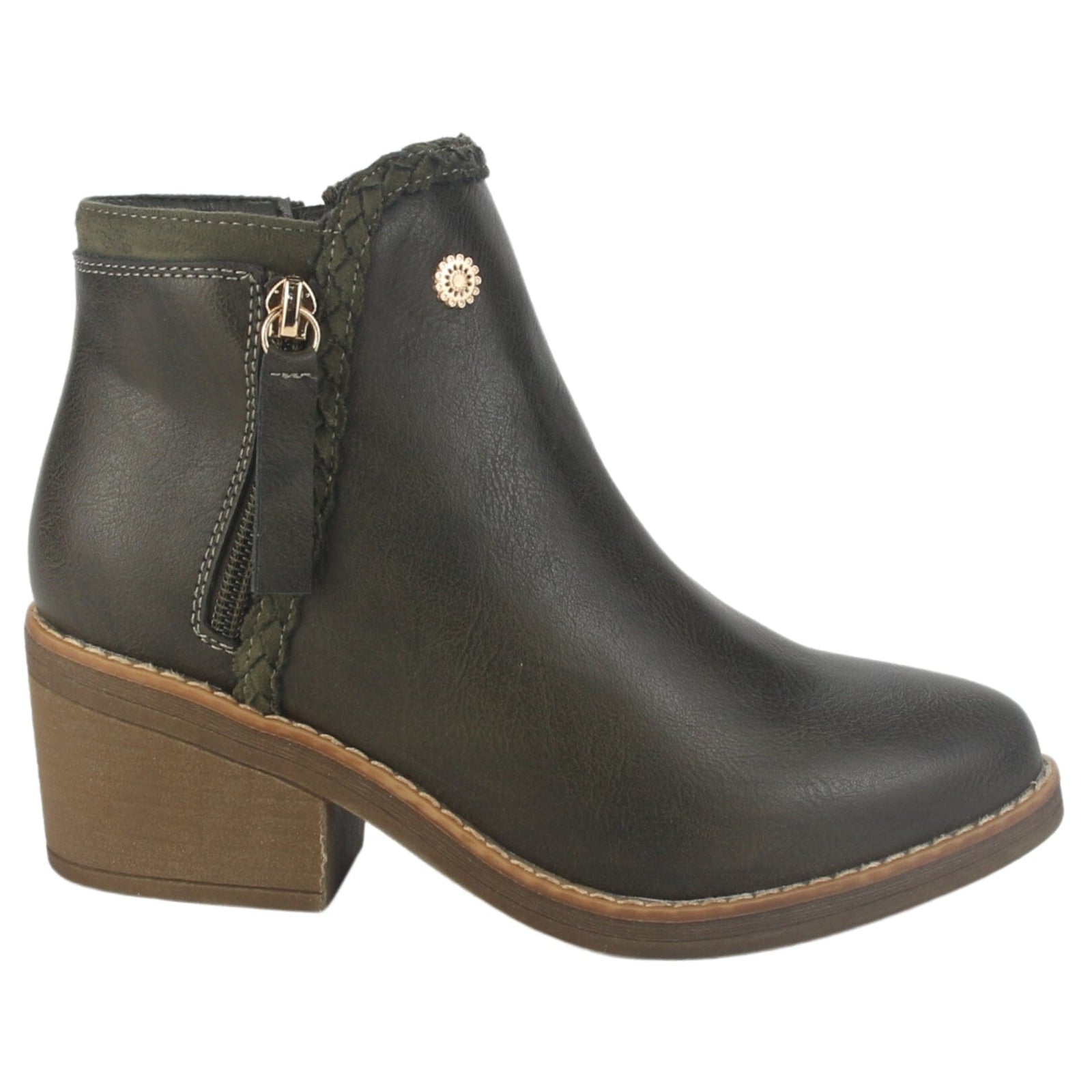 Botin Chalada Mujer Camp-50 Oliva Casual Botines Taco Chalada 