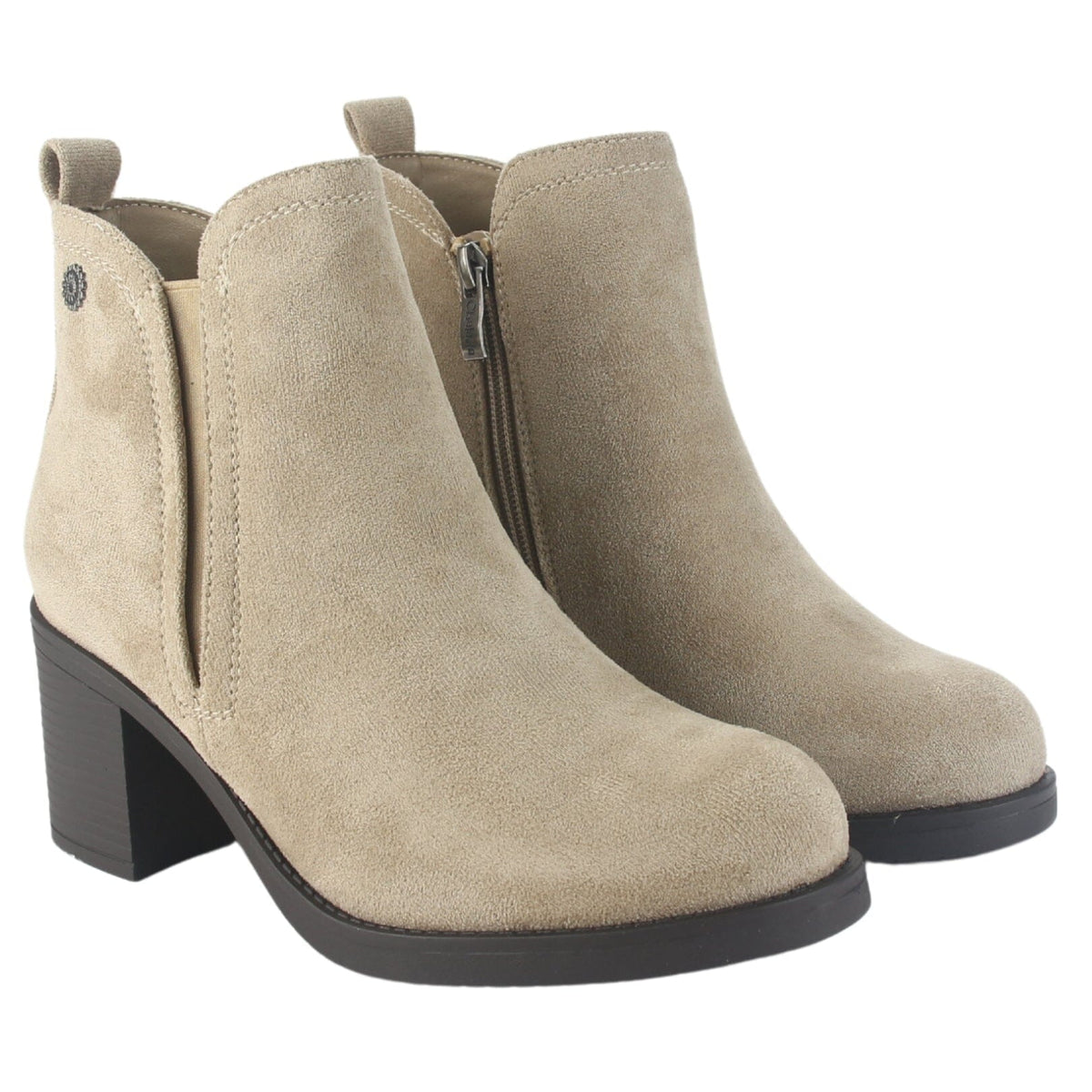 Botin Chalada Mujer Prata-1 Taupe Casual Botines Taco Chalada 