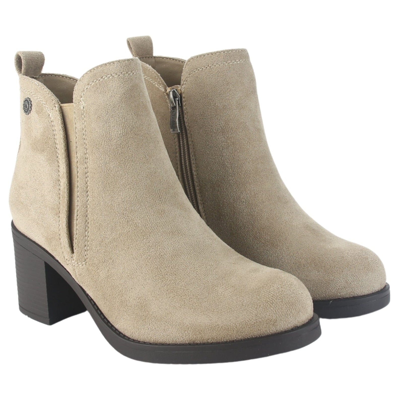 Botin Chalada Mujer Prata-1 Taupe Casual Botines Taco Chalada 
