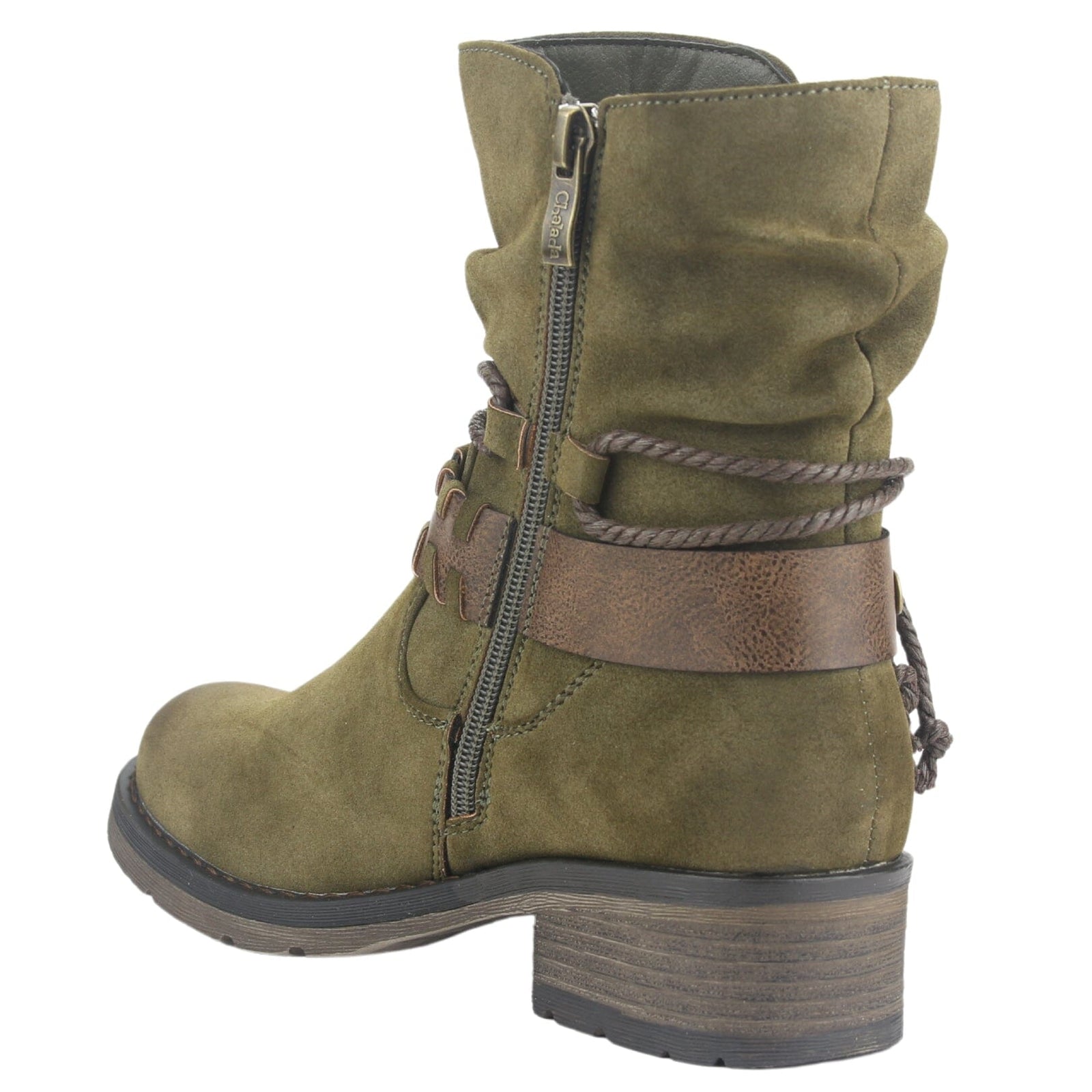 Botin Chalada Mujer Torri-22 Oliva Casual Botines Taco Chalada 