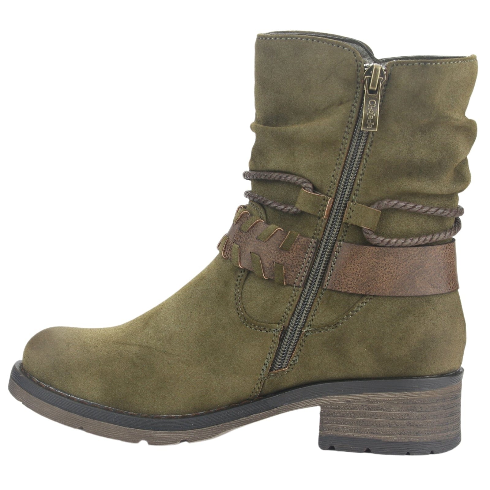 Botin Chalada Mujer Torri-22 Oliva Casual Botines Taco Chalada 