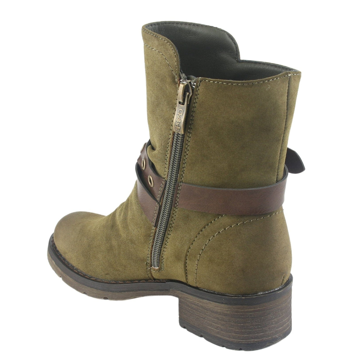 Botin Chalada Mujer Torri-29 Oliva Casual Botines Taco Chalada 