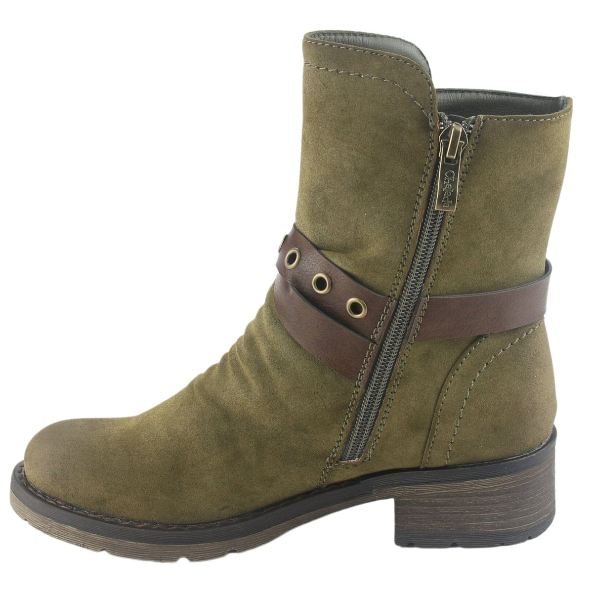 Botin Chalada Mujer Torri-29 Oliva Casual Botines Taco Chalada 