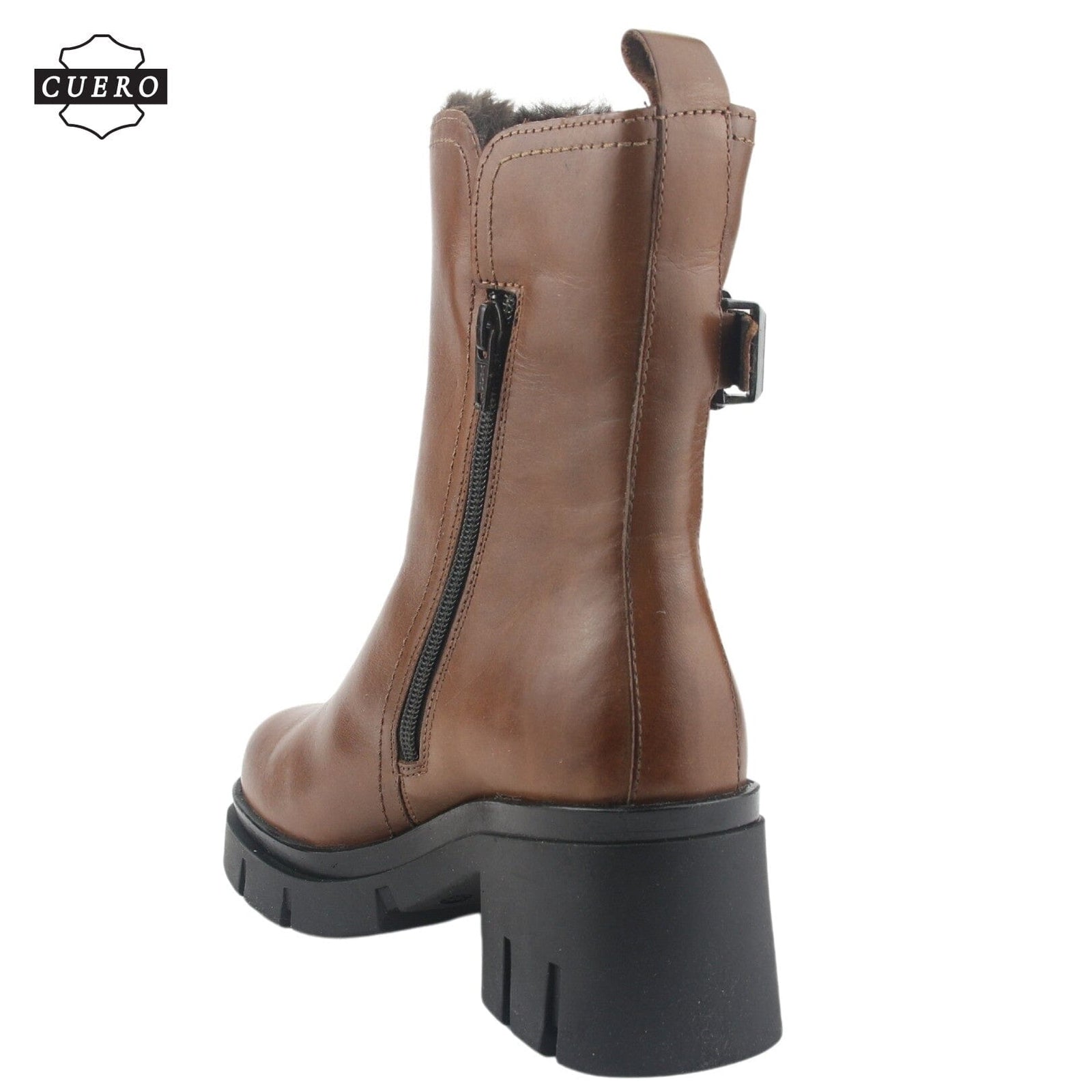 Botin de Cuero Chalada Mujer Cereza-1 Café Casual Botines Taco Chalada 