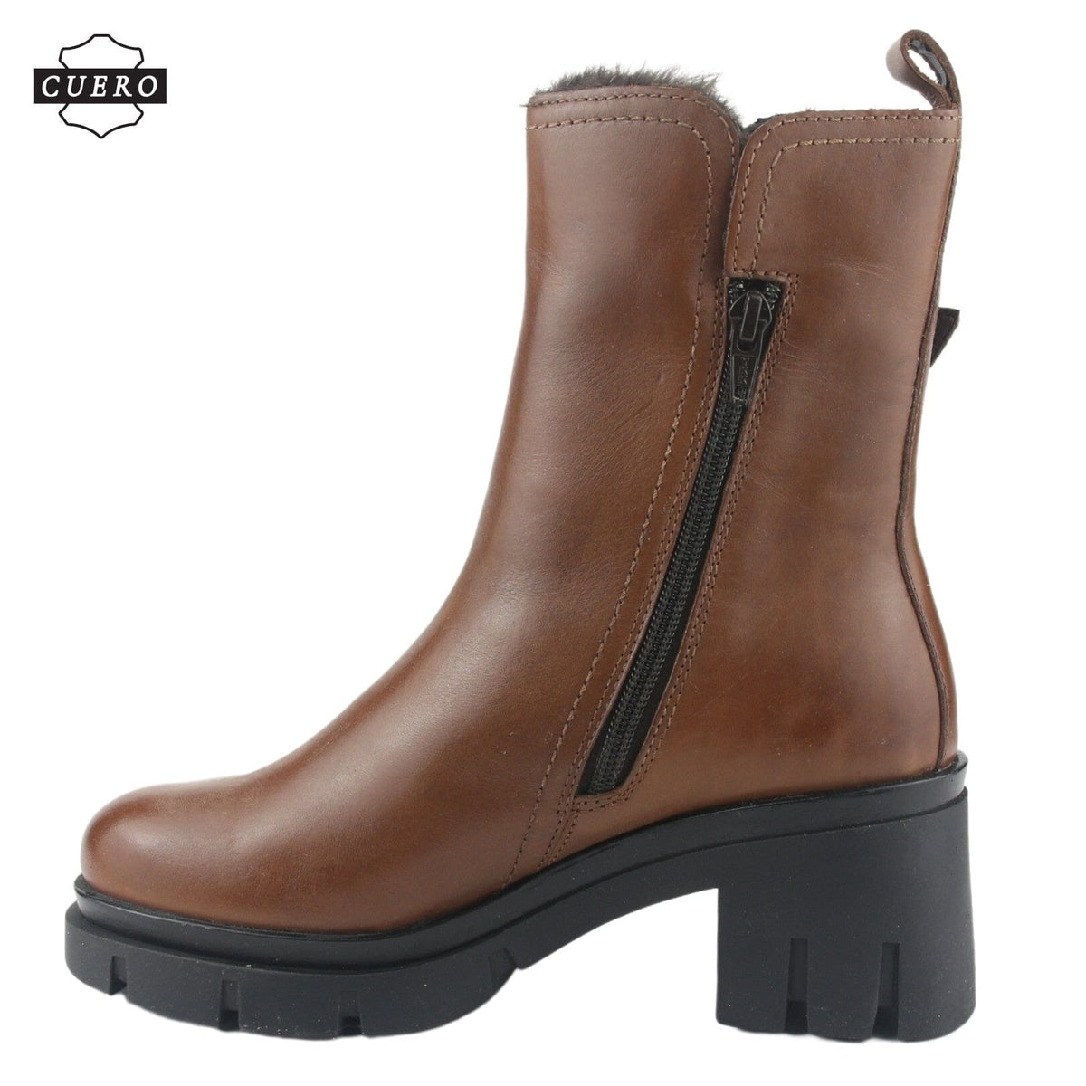 Botin de Cuero Chalada Mujer Cereza-1 Café Casual Botines Taco Chalada 