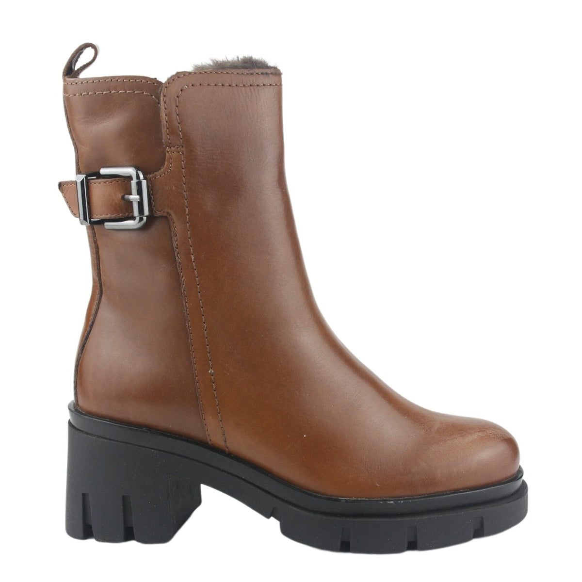 Botin de Cuero Chalada Mujer Cereza-1 Café Casual Botines Taco Chalada 