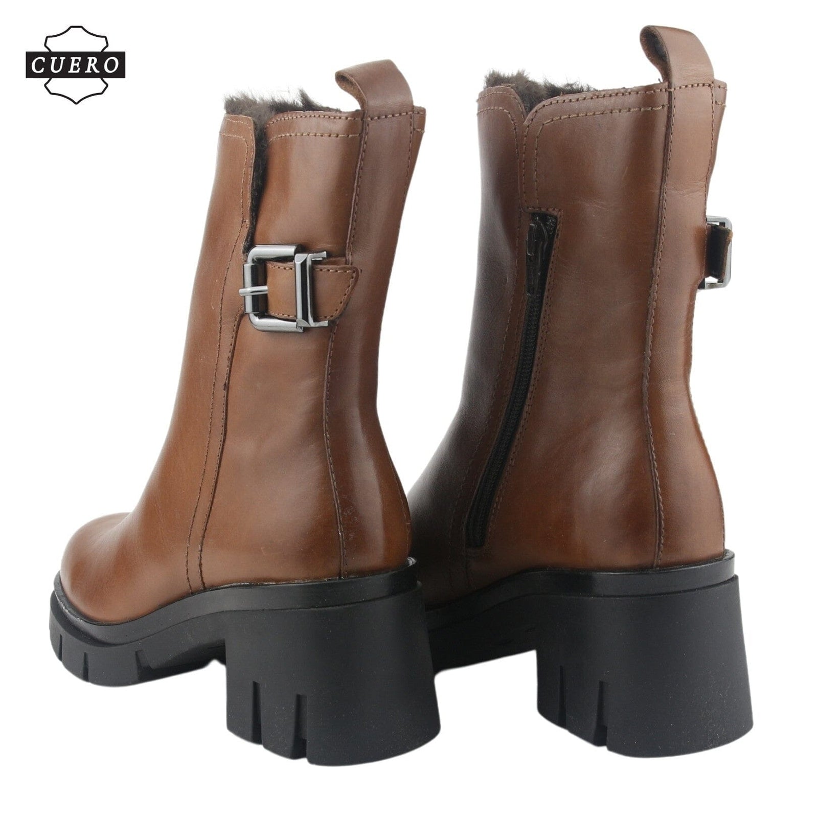 Botin de Cuero Chalada Mujer Cereza-1 Café Casual Botines Taco Chalada 