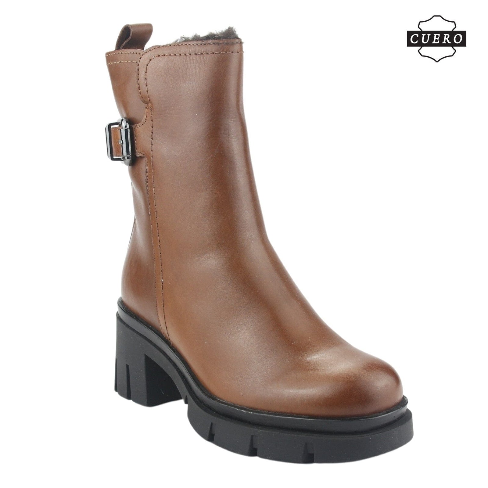 Botin de Cuero Chalada Mujer Cereza-1 Café Casual Botines Taco Chalada 