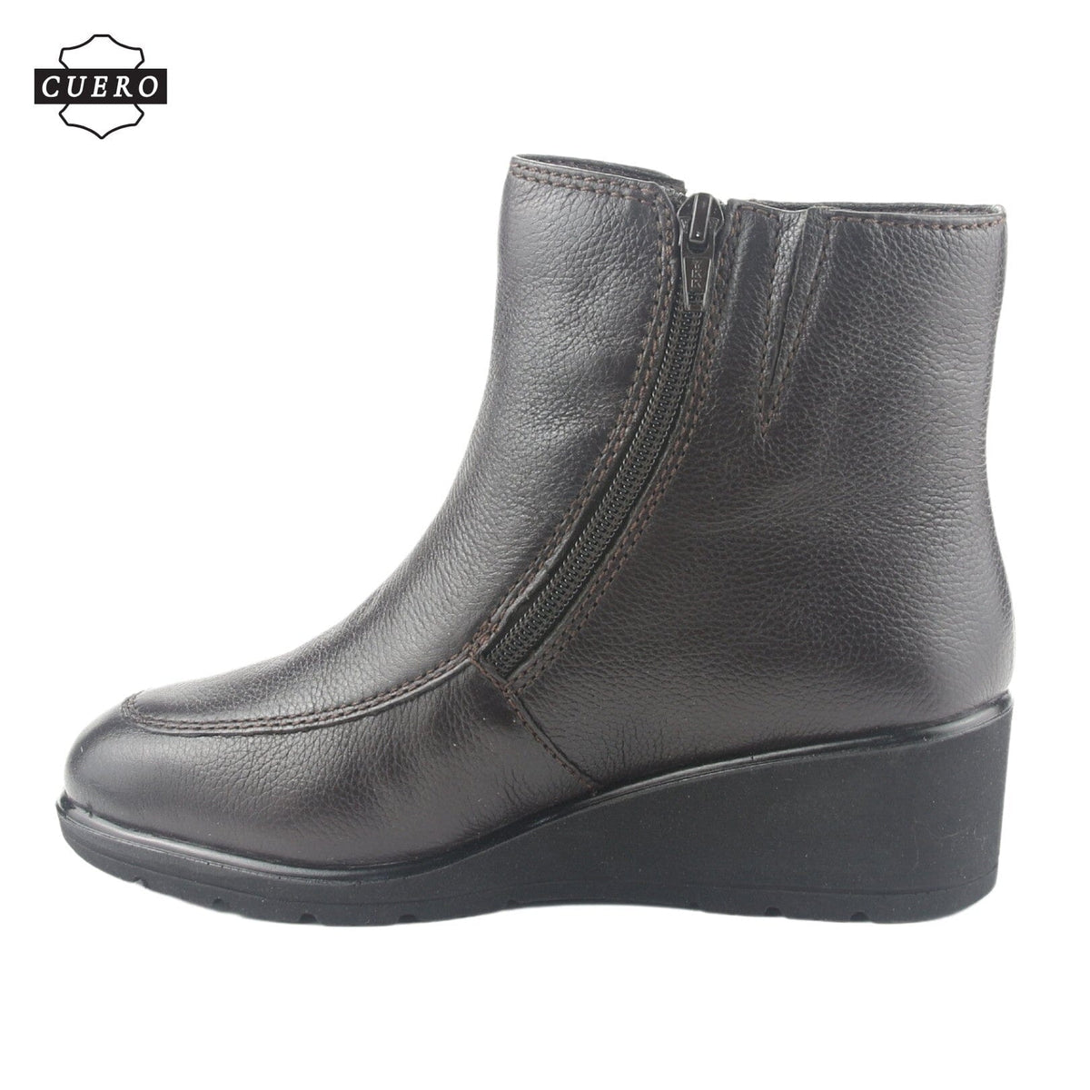 Botin de Cuero Chalada Mujer Maqui-1 Café Casual Botines Taco Chalada 