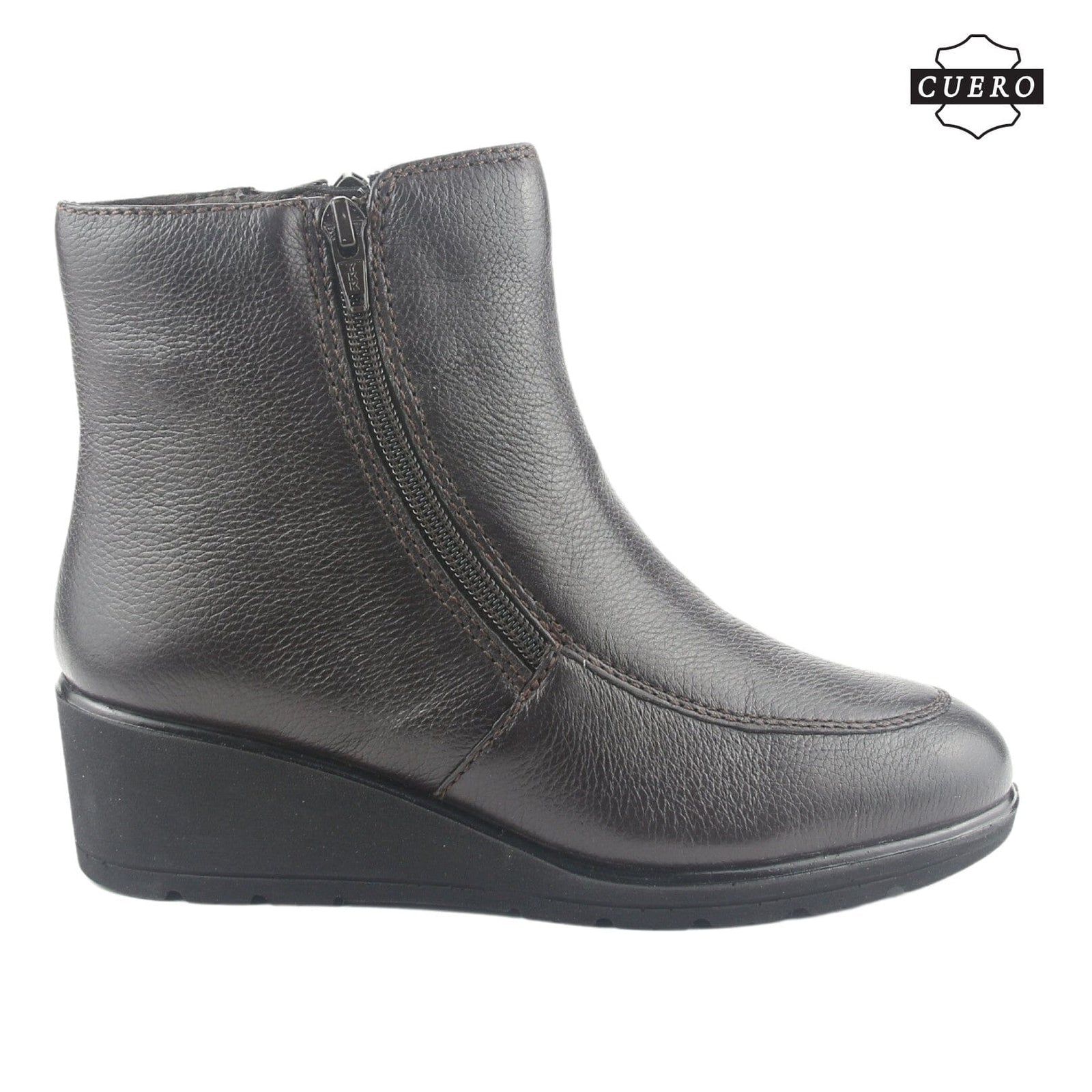 Botin de Cuero Chalada Mujer Maqui-1 Café Casual Botines Taco Chalada 
