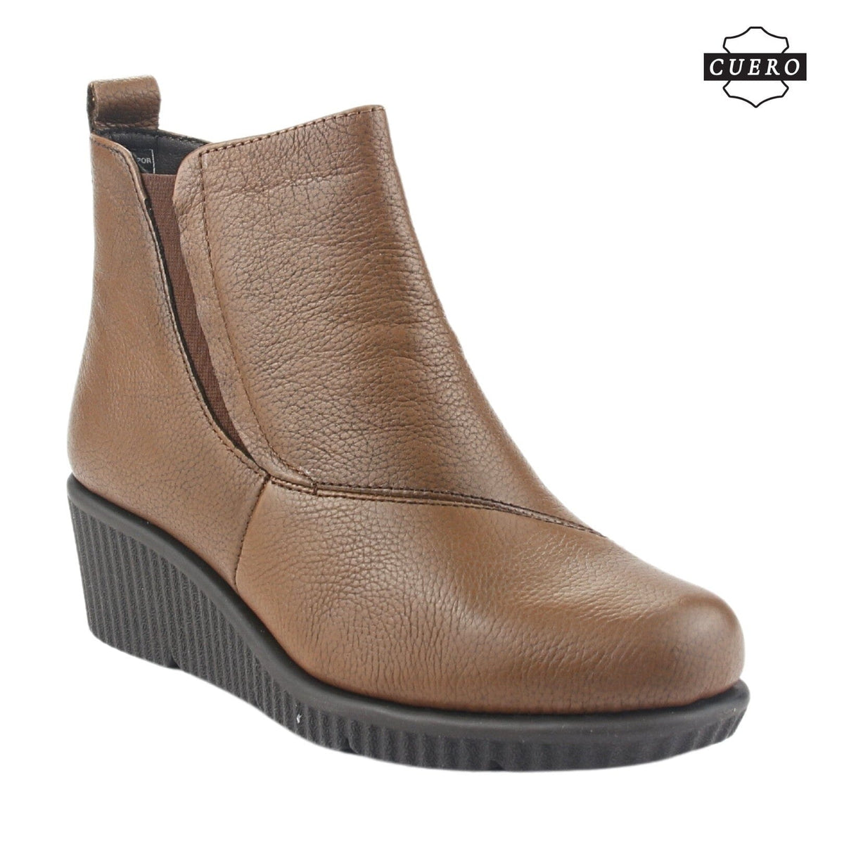 Botin de Cuero Chalada Mujer Mosqueta-1 Café Casual Botines Taco Chalada 