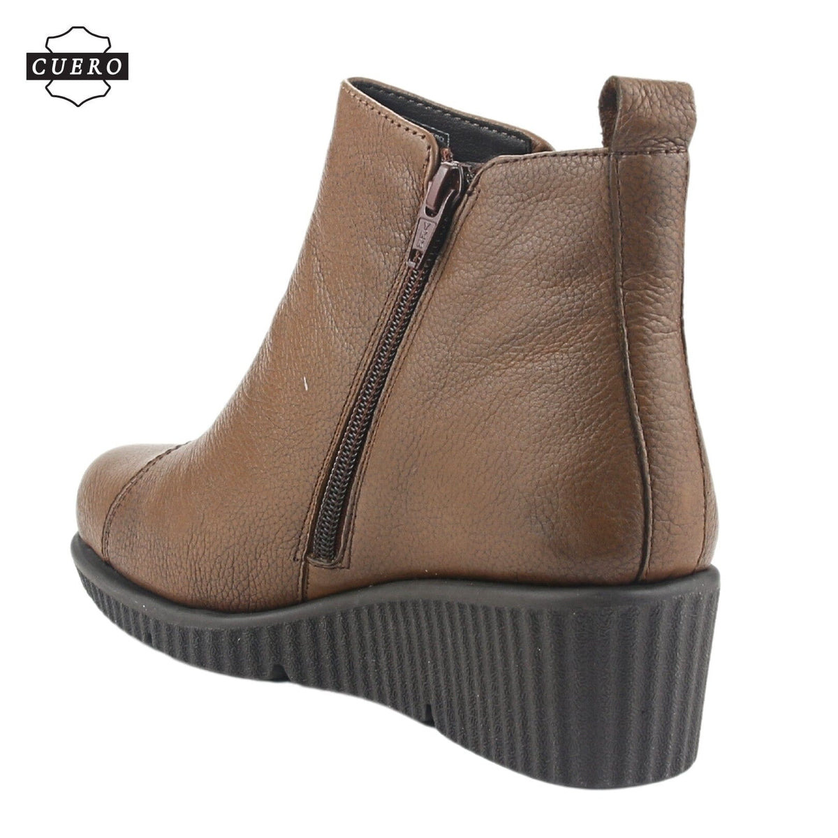 Botin de Cuero Chalada Mujer Mosqueta-1 Café Casual Botines Taco Chalada 