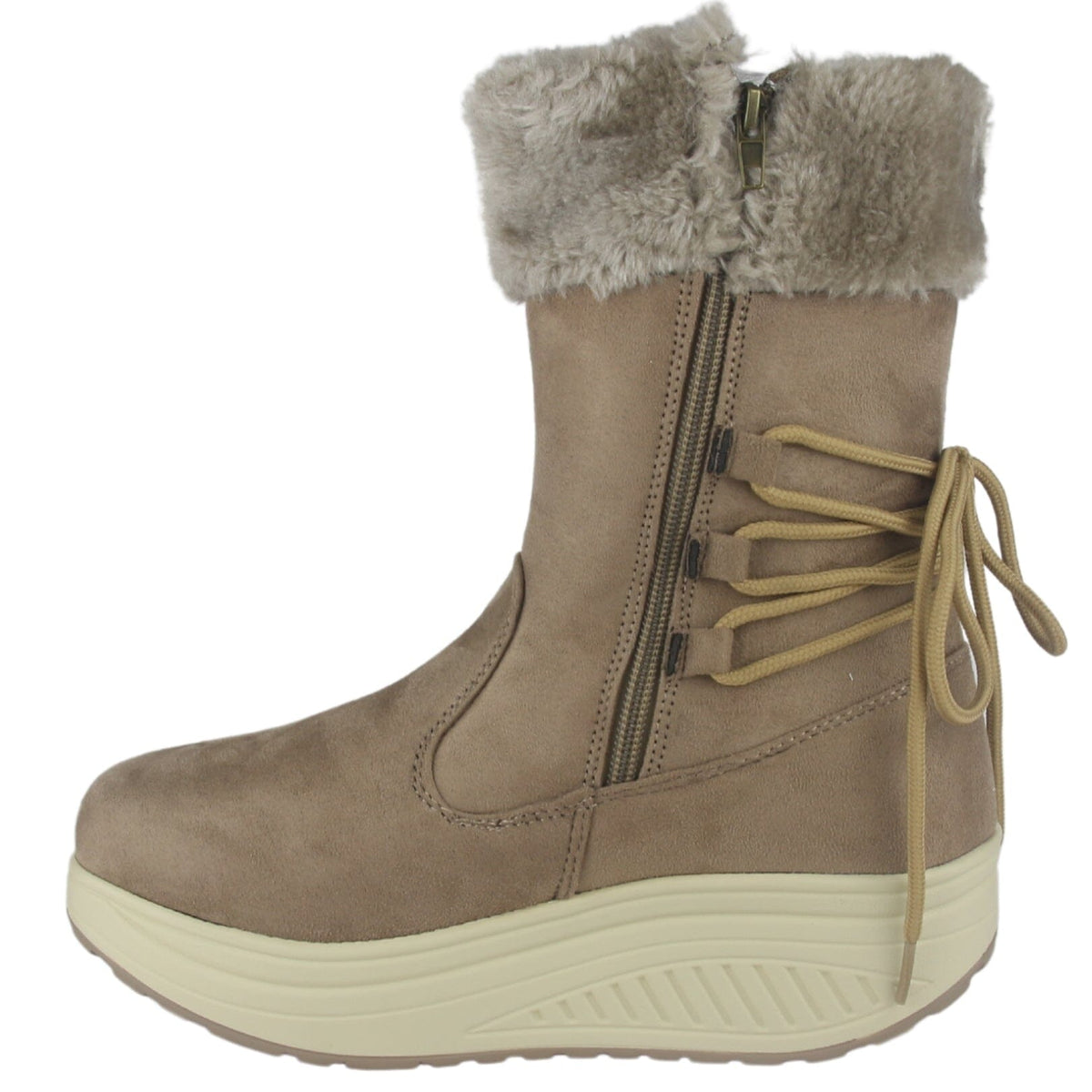 Botin Funway Mujer Tija-34 Beige Casual Botines Funway 
