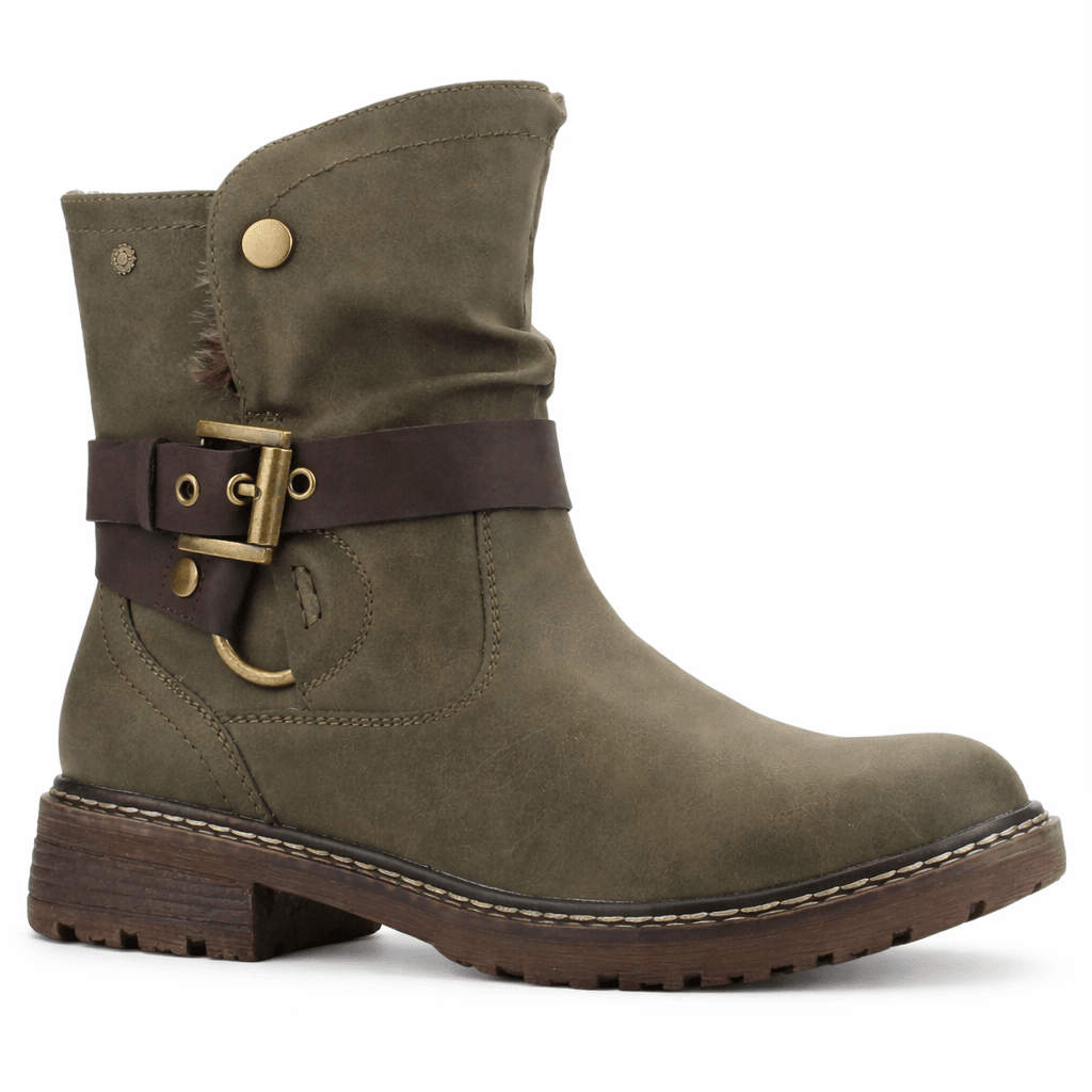 Botin Oliva Mujer Casual Chalada Torke Botines Taco Chalada 