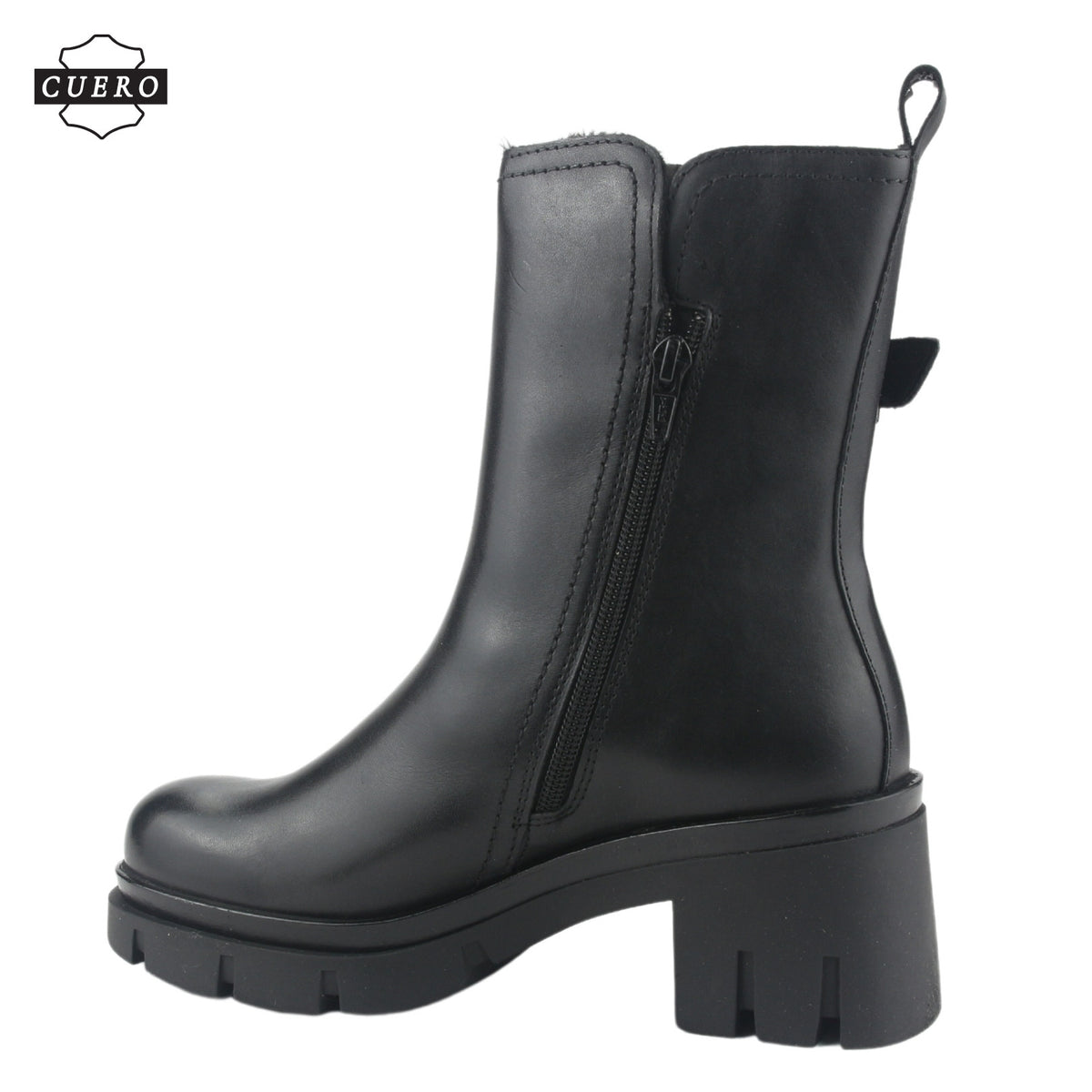 Botin de Cuero Chalada Mujer Cereza-1 Negro Casual