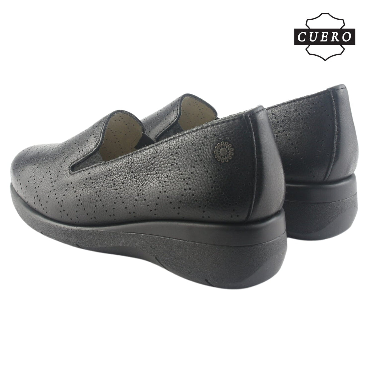 Mocasin de Cuero Chalada Mujer Cala-2 Negro Casual Mocasines Taco Chalada 