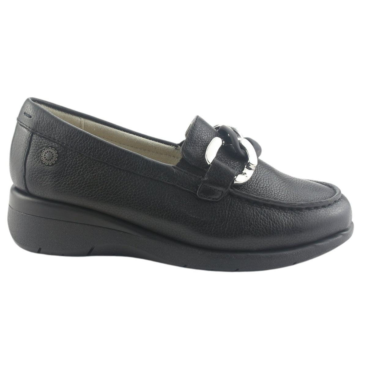 Mocasin de Cuero Chalada Mujer Cala-4 Negro Casual Mocasines Taco Chalada 