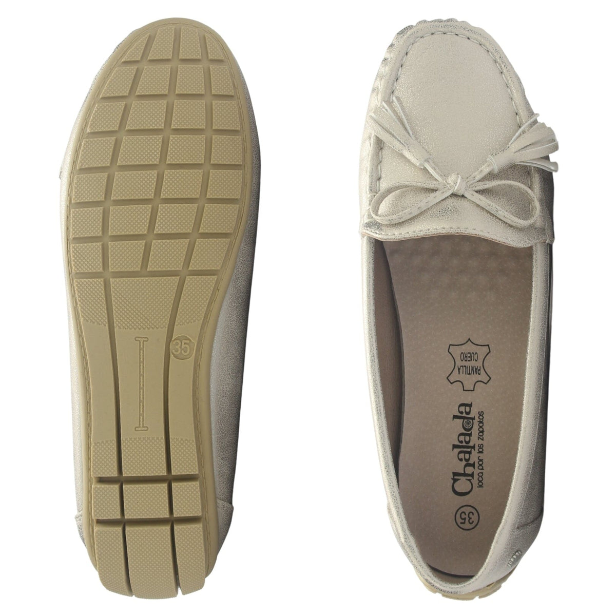 Mocasin Mujer Casual Champagne Chalada Nautico-3 Mocasines Planos Chalada 