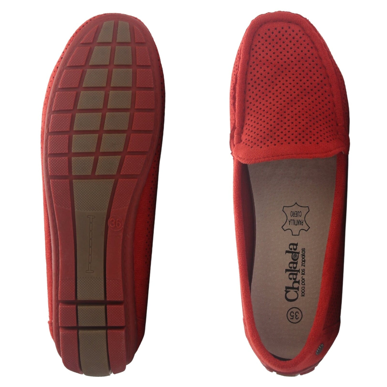 Mocasin Mujer Casual Rojo Chalada Nautico-2 Mocasines Planos Chalada 