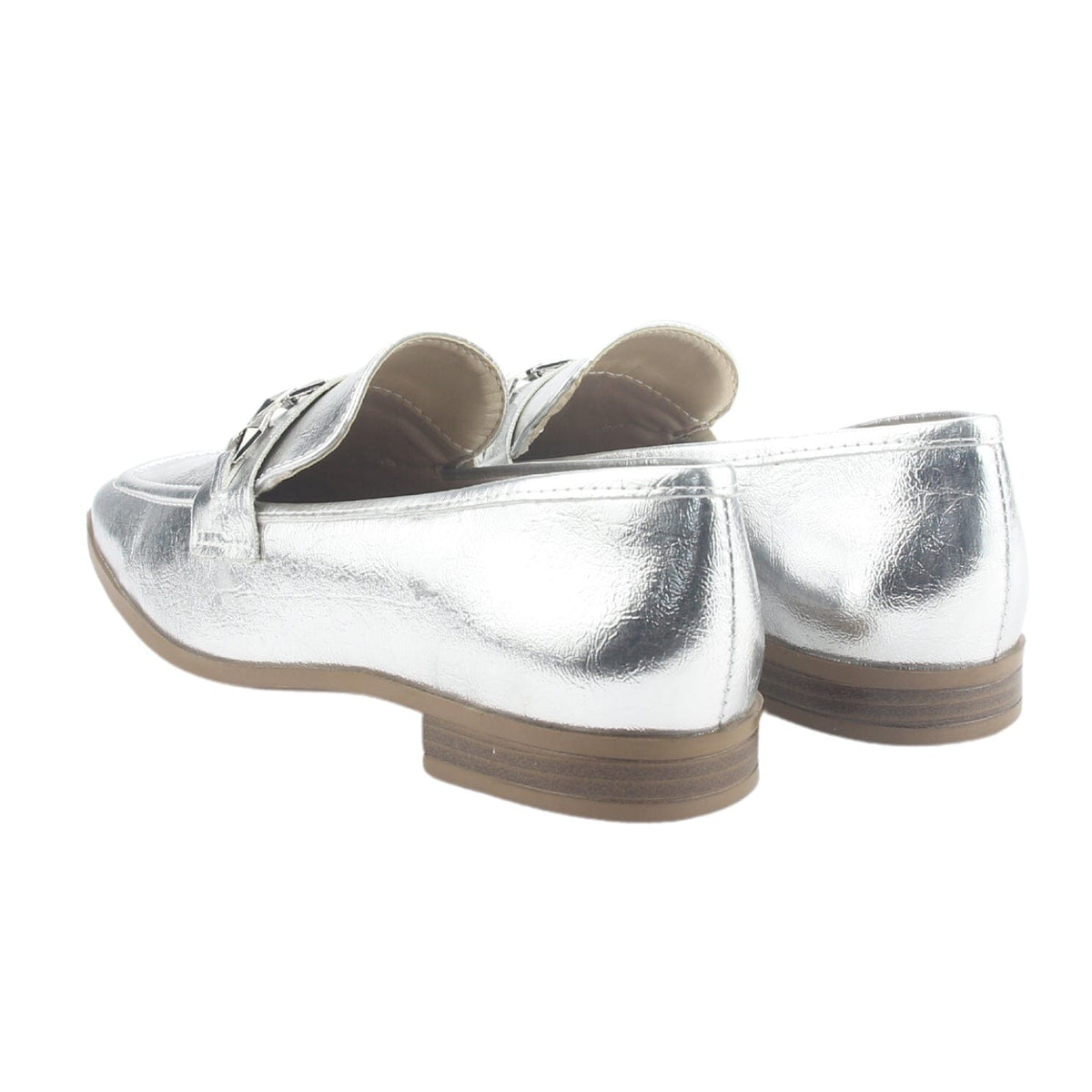 Mocasin Via Marte Mujer 075-007-01 Plateado Casual Mocasines Planos Via Marte 