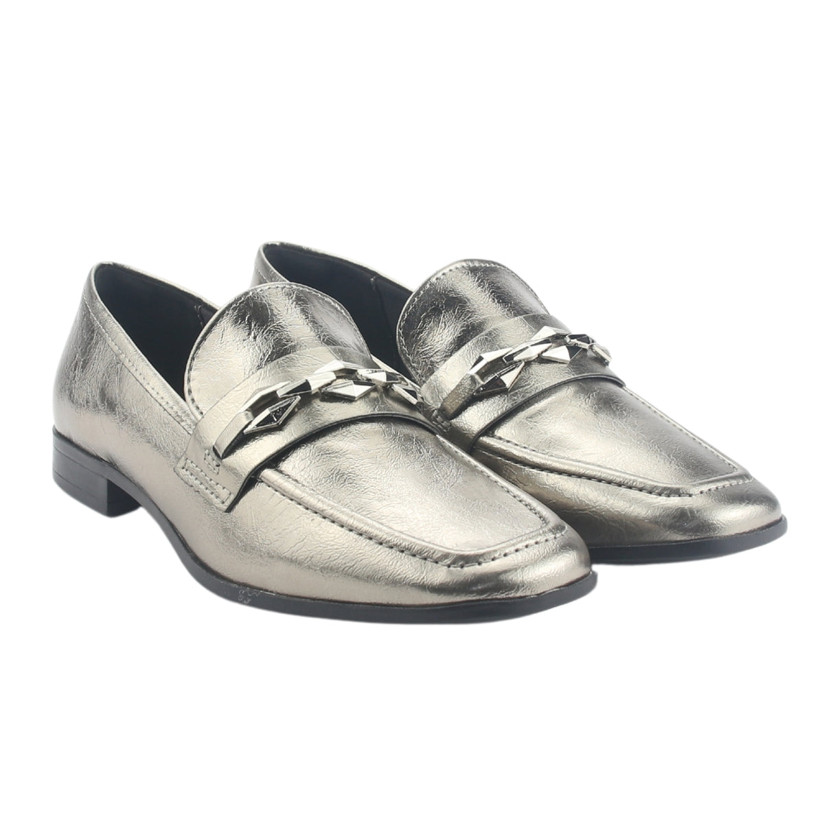 Mocasin Via Marte Mujer 075-007-01 Plateado Casual