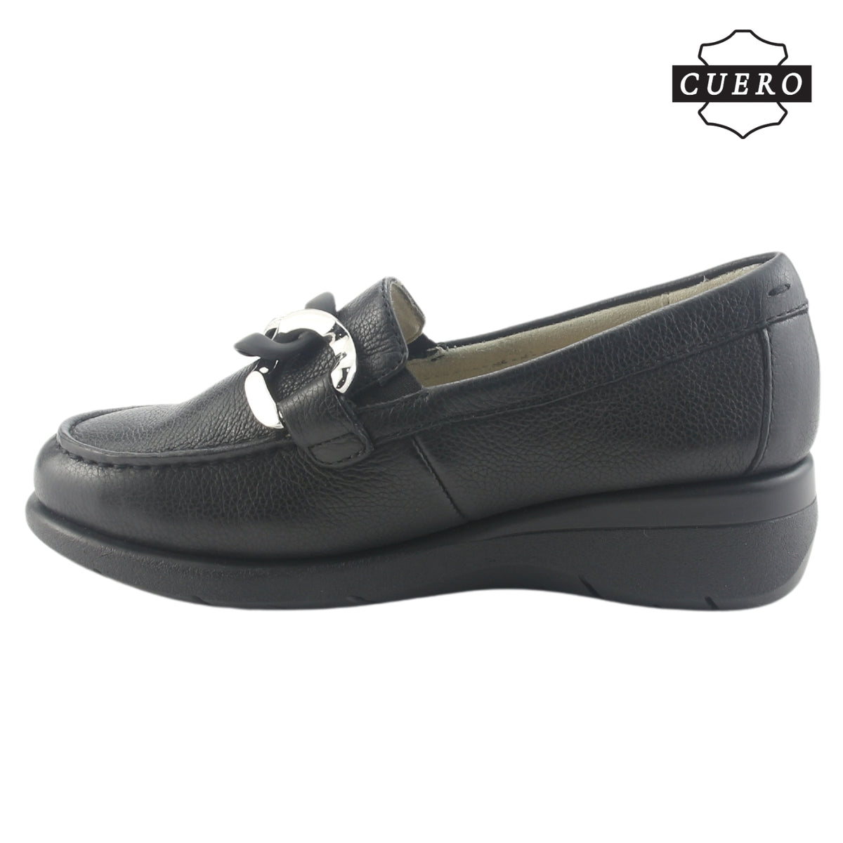 Mocasin de Cuero Chalada Mujer Cala-4 Negro Casual