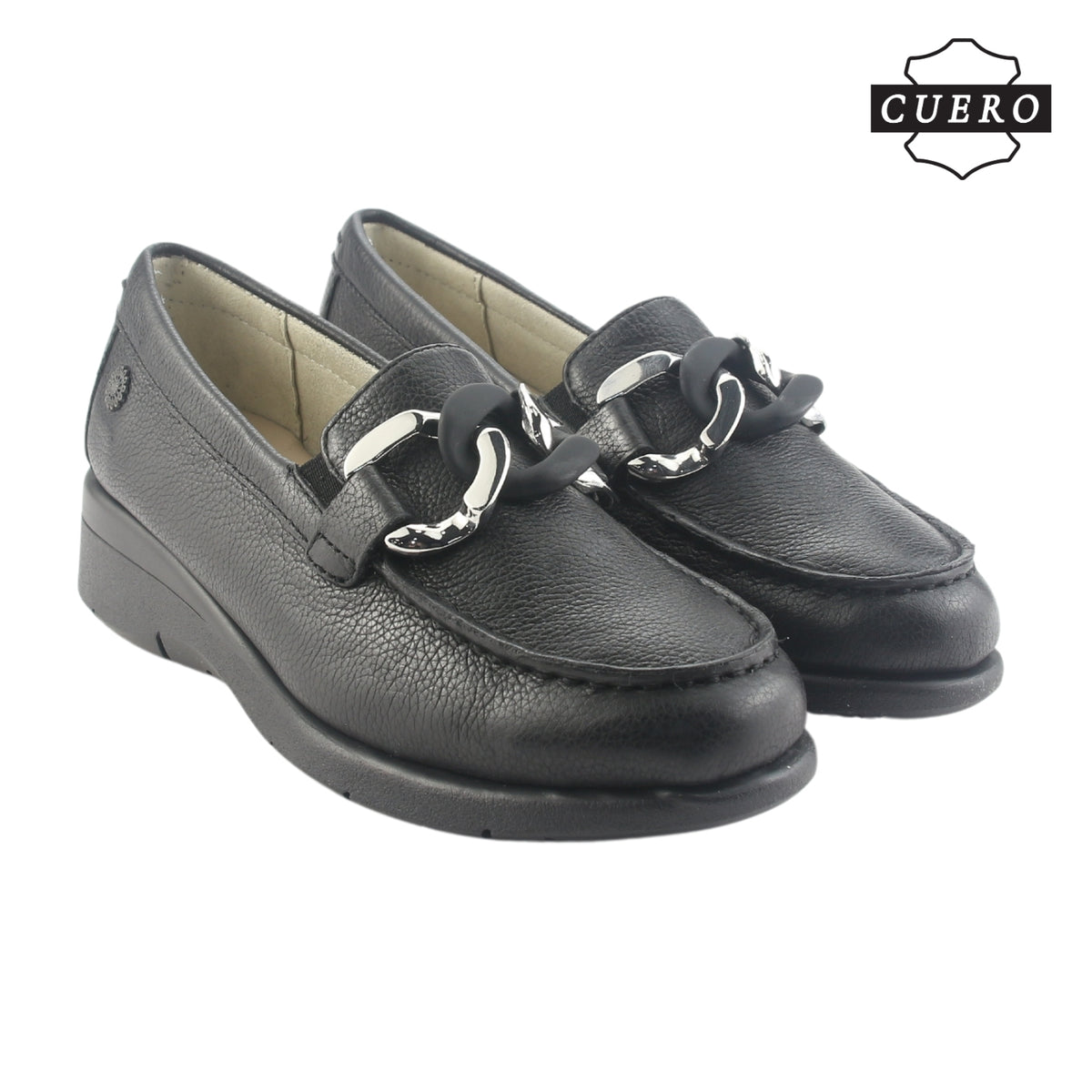 Mocasin de Cuero Chalada Mujer Cala-4 Negro Casual