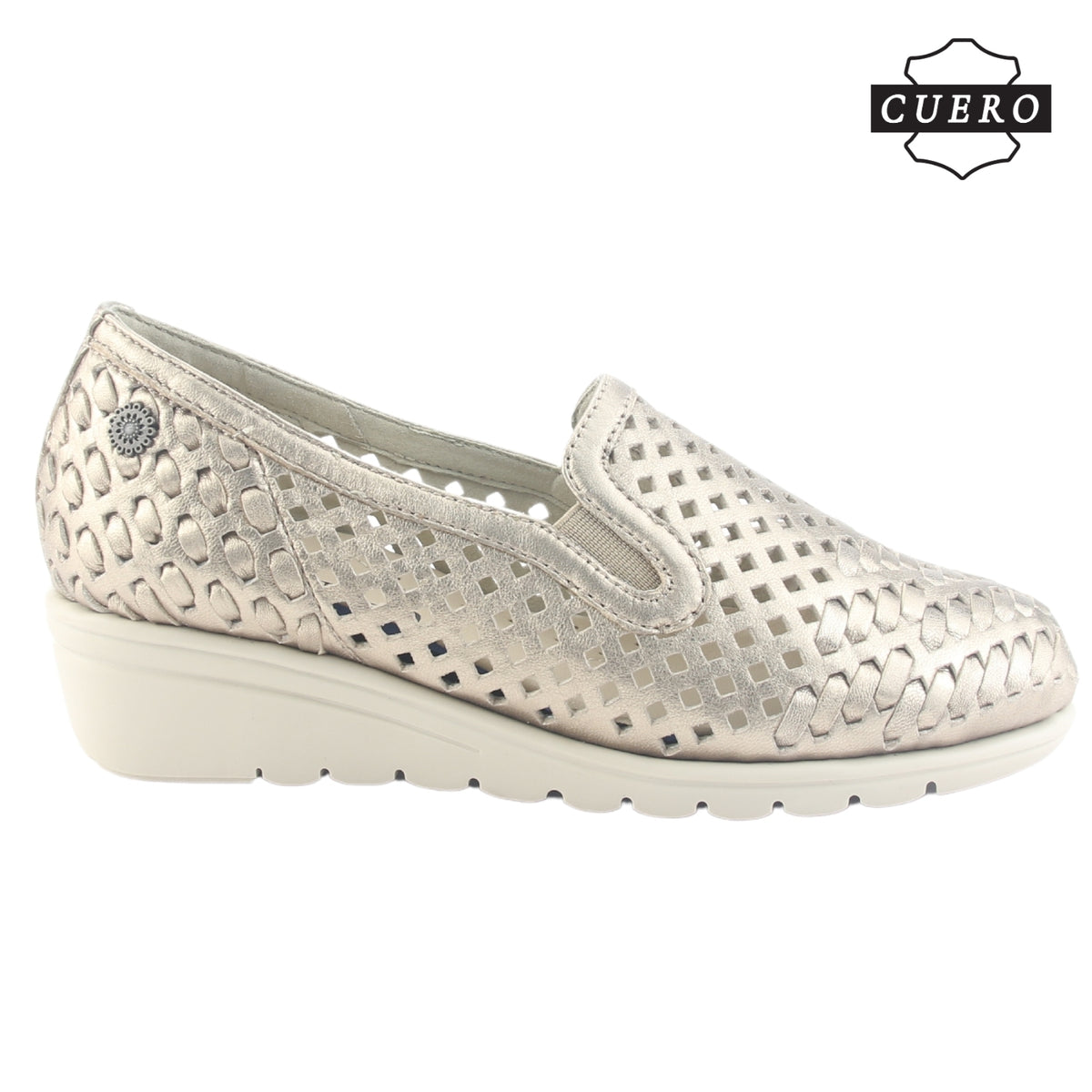 Zapato de Cuero Chalada Mujer Crose-1 Dorado Casual