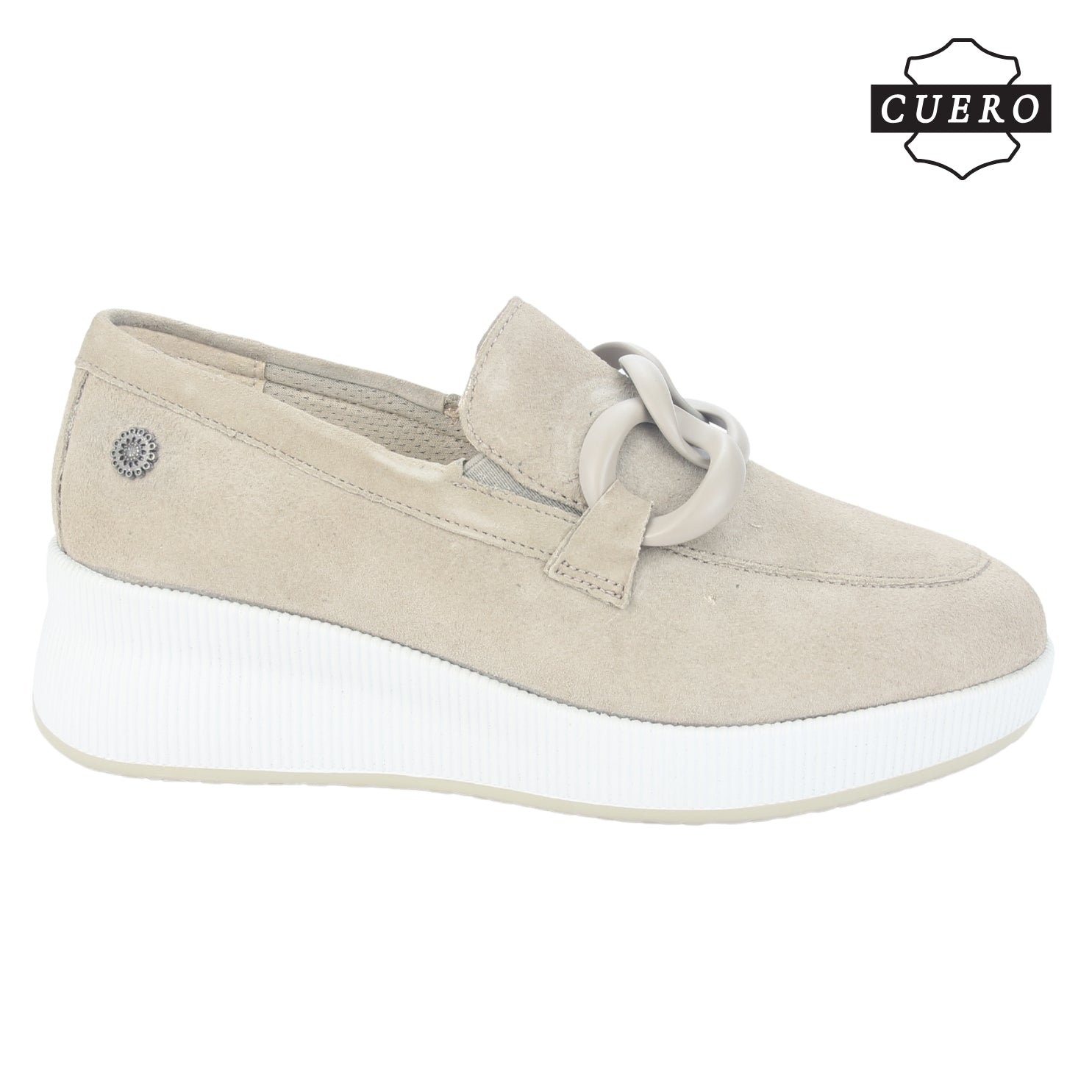 Mocasin de Cuero Chalada Mujer Ivana-1 Beige Casual