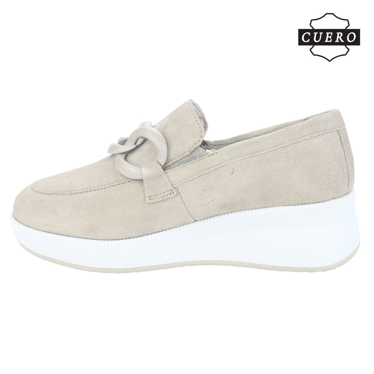Mocasin de Cuero Chalada Mujer Ivana-1 Beige Casual