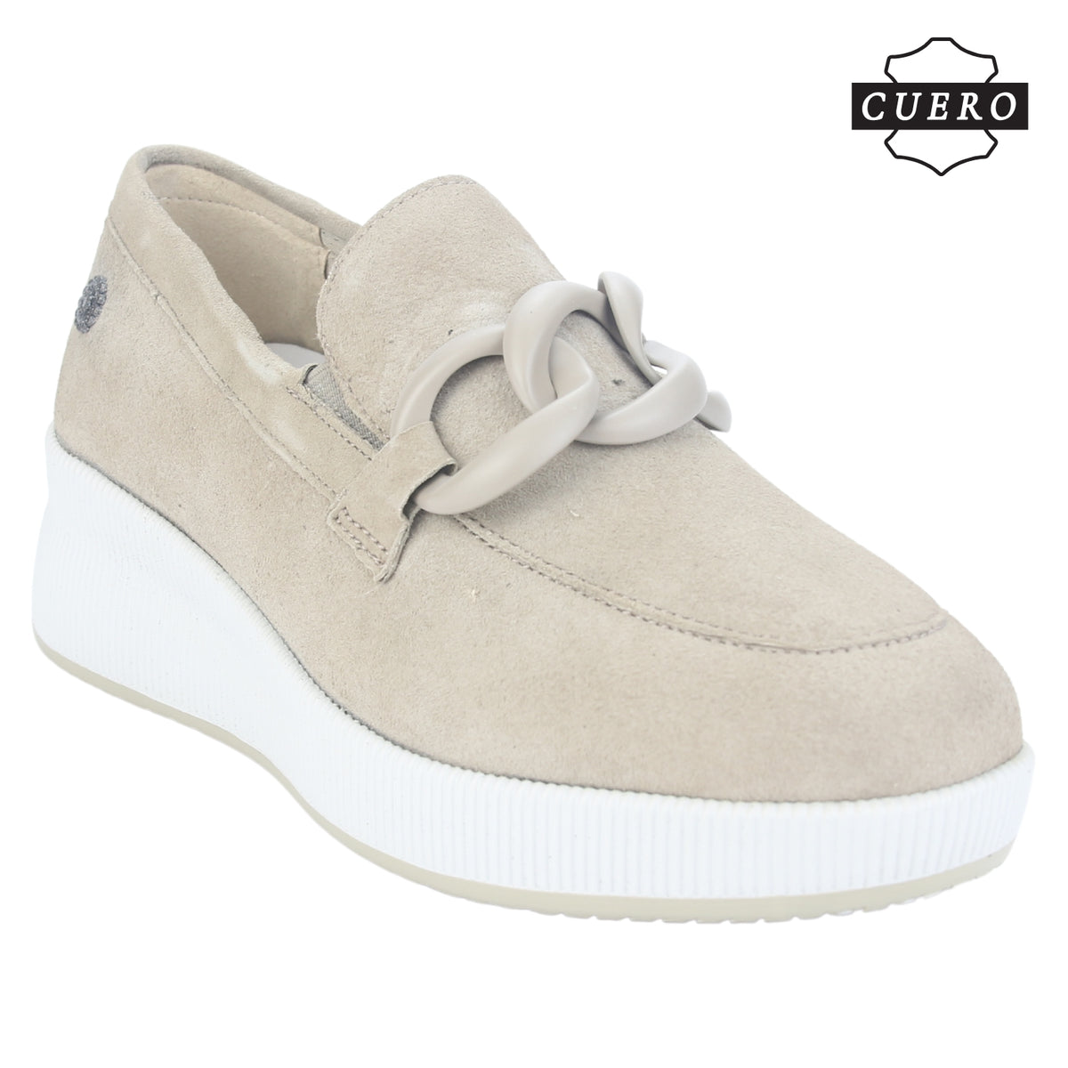 Mocasin de Cuero Chalada Mujer Ivana-1 Beige Casual