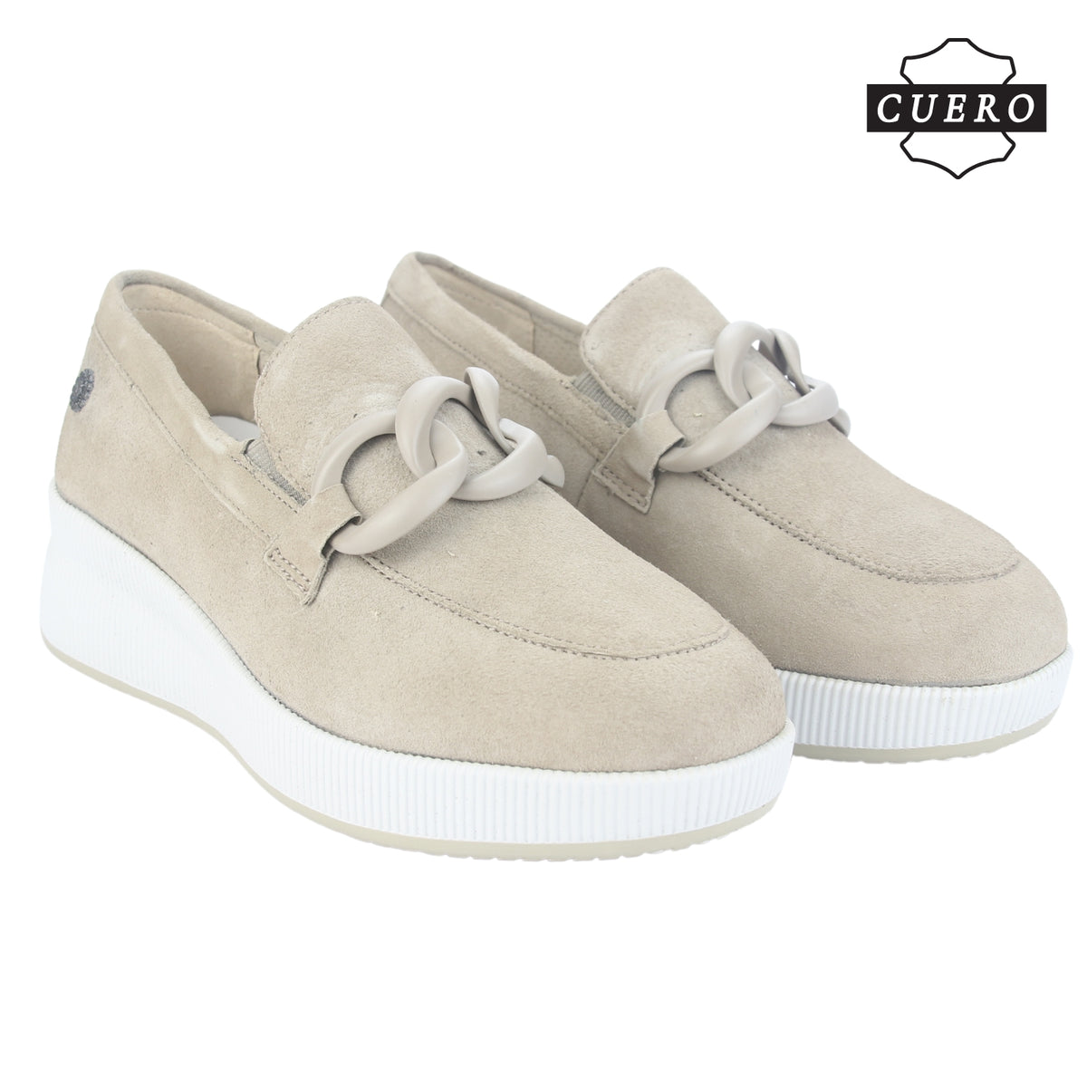 Mocasin de Cuero Chalada Mujer Ivana-1 Beige Casual