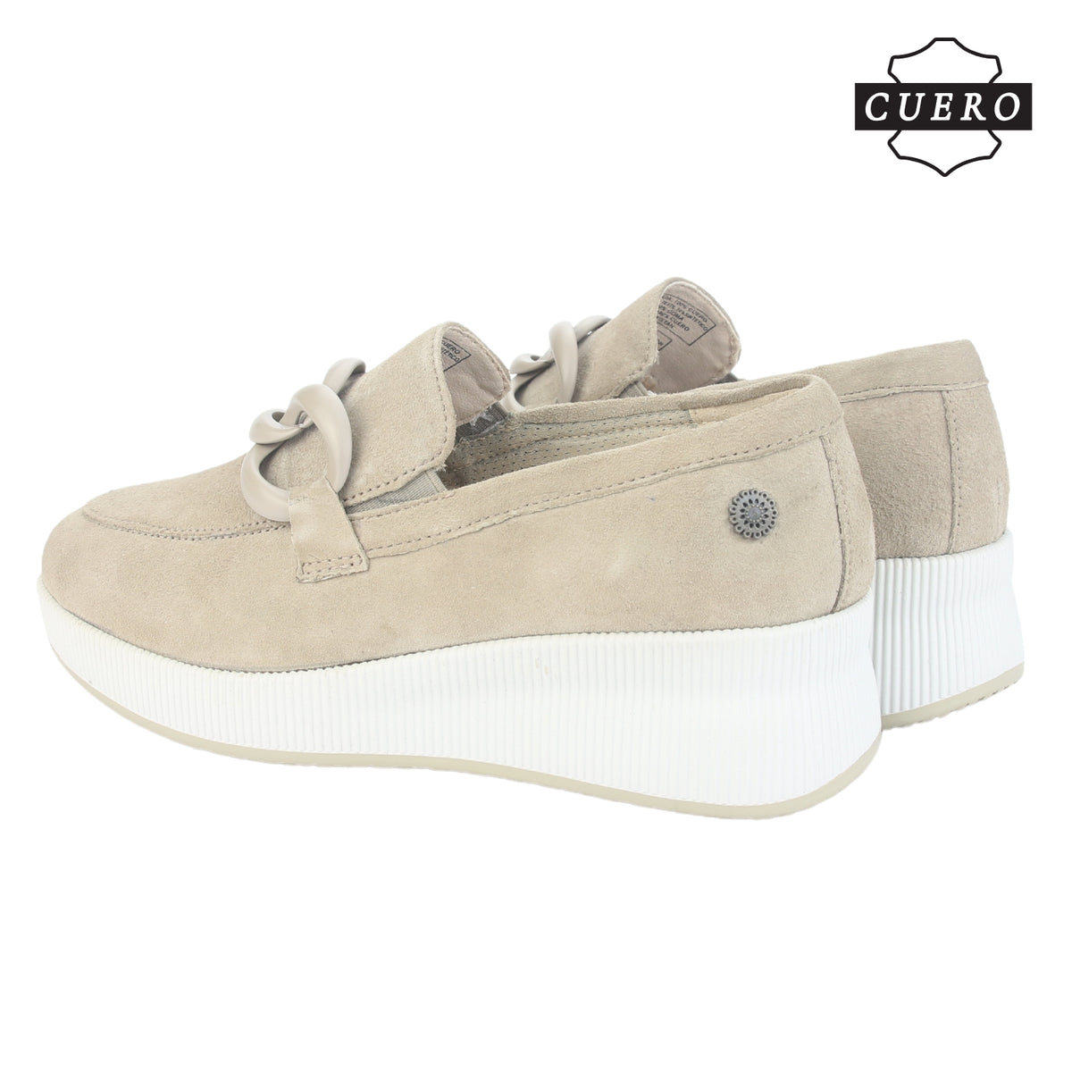 Mocasin de Cuero Chalada Mujer Ivana-1 Beige Casual