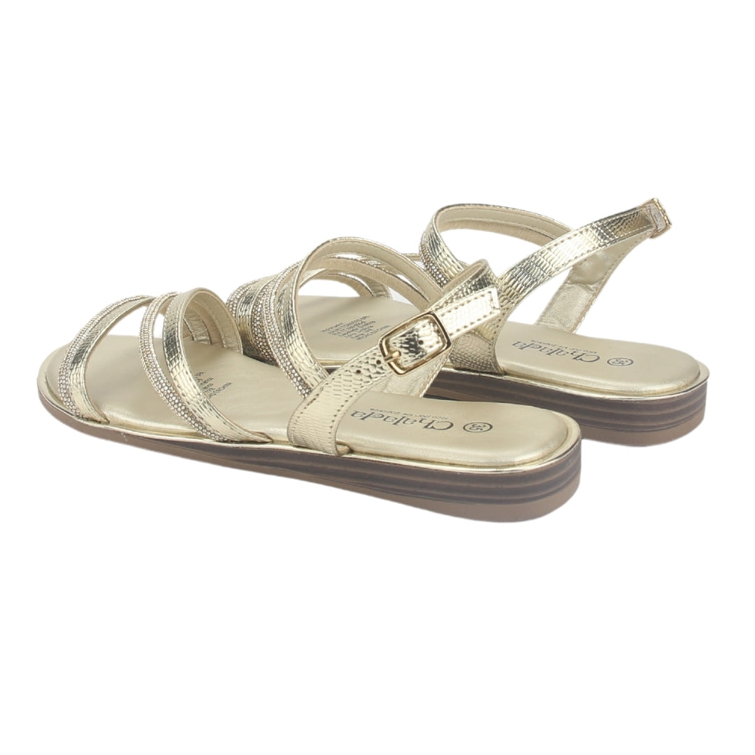 Sandalia Chalada Mujer Crater-20 Dorado Plana