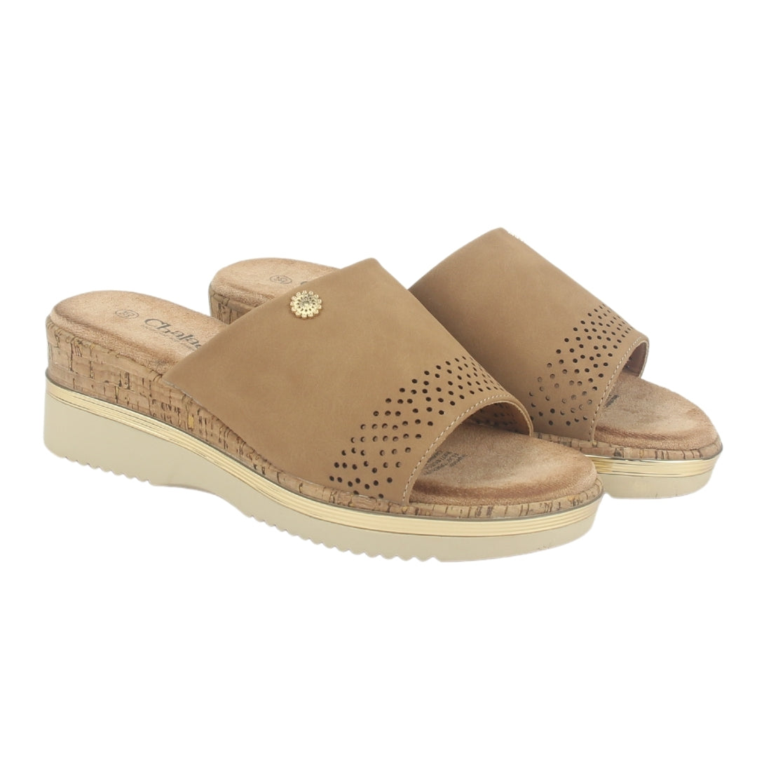 Sandalia Chalada Mujer Tera-1 Beige Plataforma