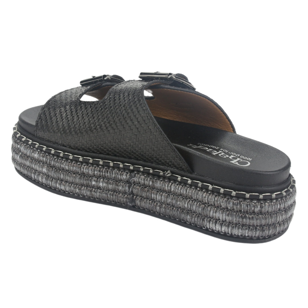 Sandalia Chalada Mujer Yukon-15 Negro Plataforma Poki